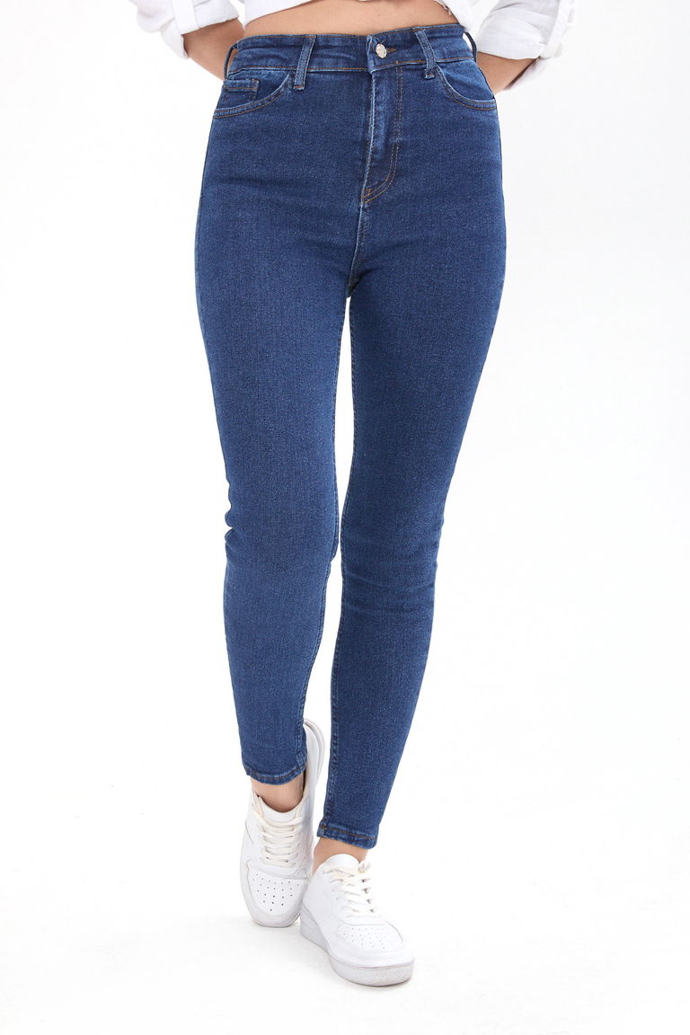 23656-KOYU-MAVI Skinny Likralı Kot Pantolon - TOFİSA