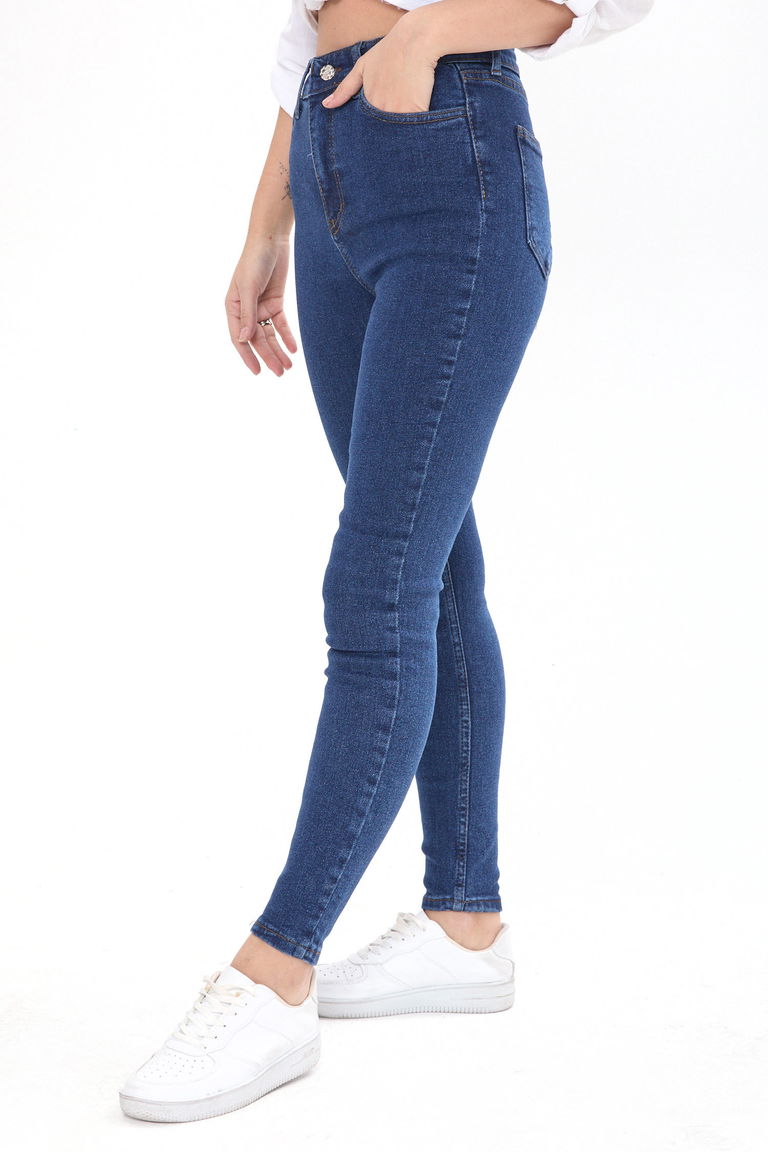 23656-KOYU-MAVI Skinny Likralı Kot Pantolon - TOFİSA