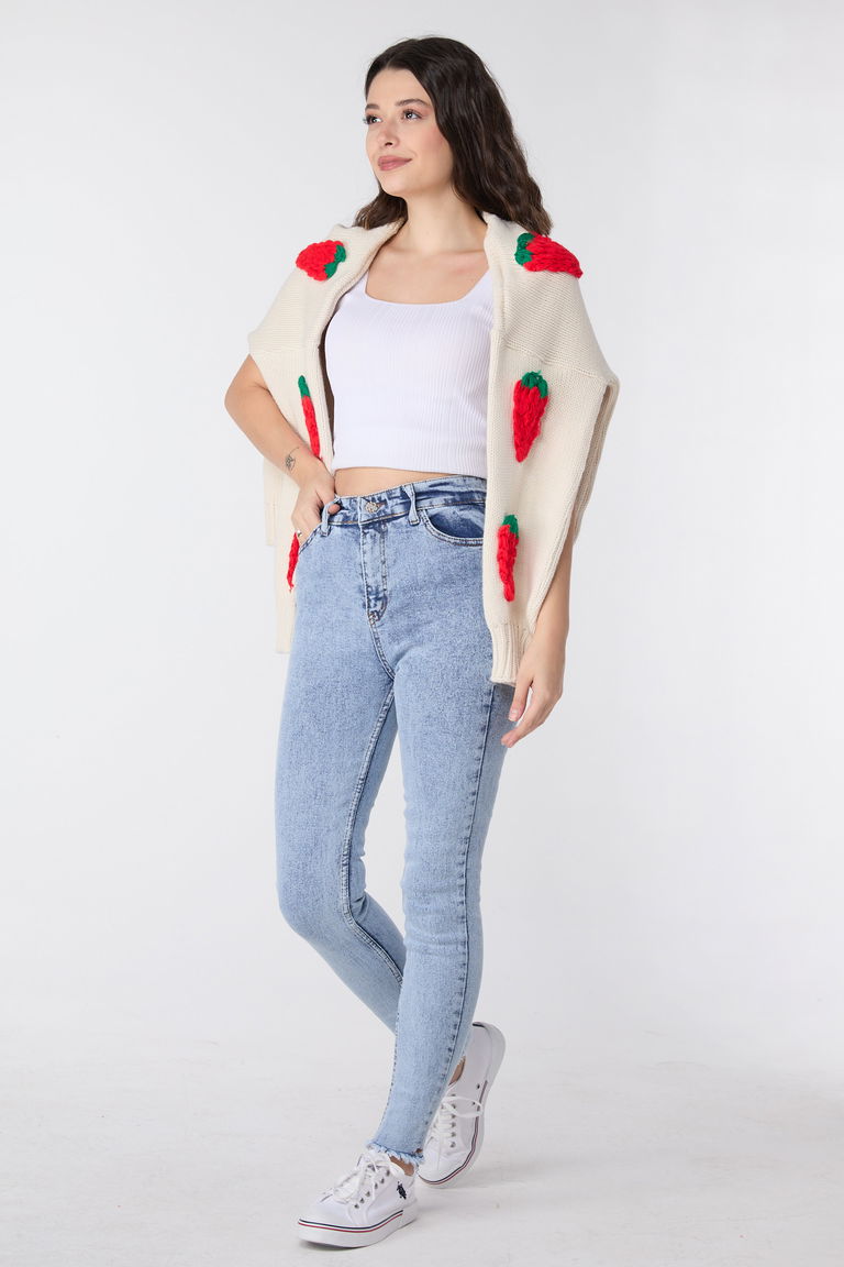 Skınny Likralı Kot Pantolon Buz Mavi Kar - 23657 - TOFİSA