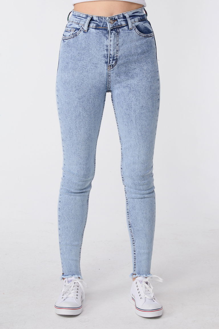 Skınny Likralı Kot Pantolon Buz Mavi Kar - 23657 - TOFİSA