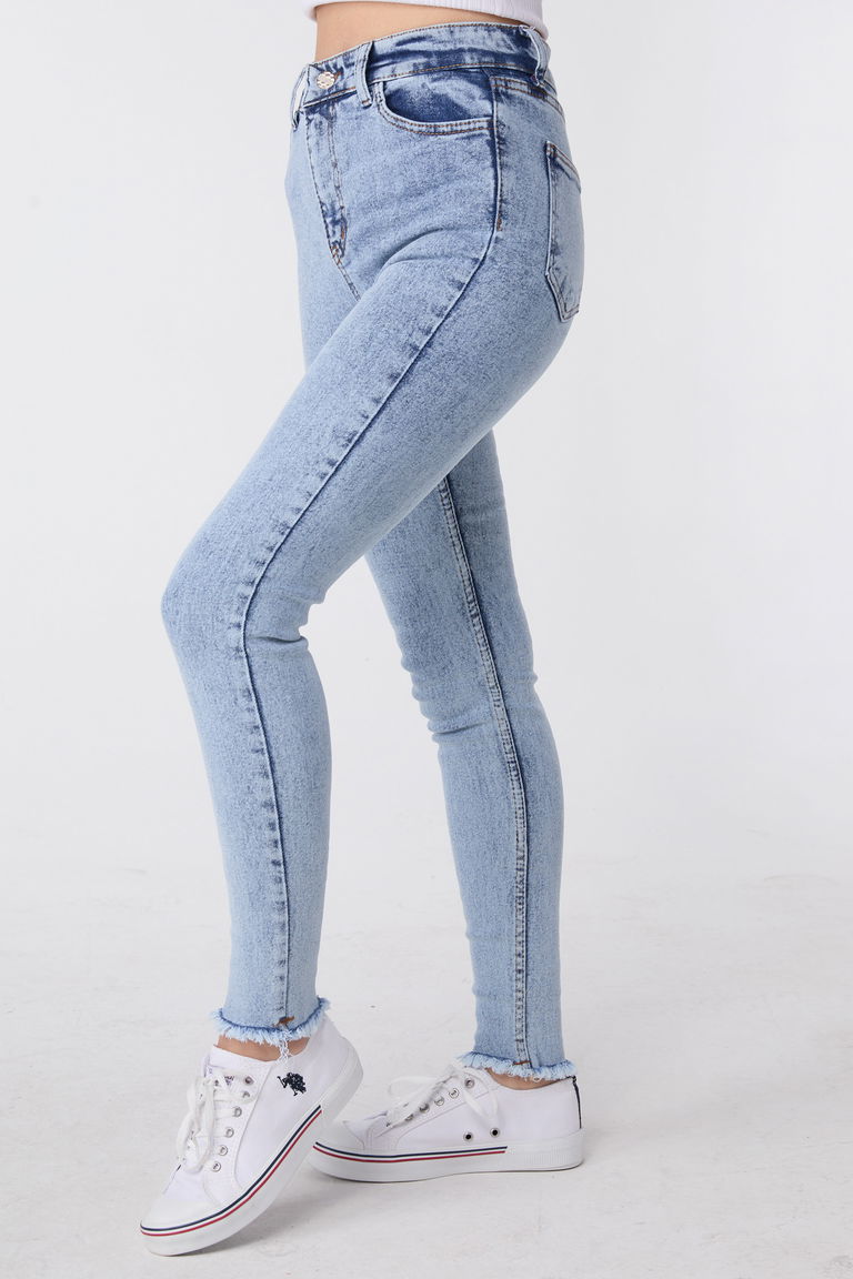 Skınny Likralı Kot Pantolon Buz Mavi Kar - 23657 - TOFİSA