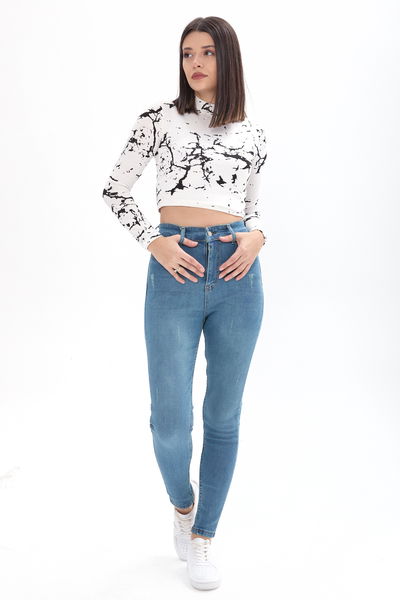 23658-YESIL-TINT-YIKAMA Skınny Likralı Kot Pantolon 