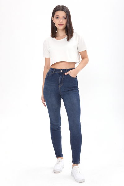 23659-KAHVE-TINT-YIKAMA Skinny Likralı Kot Pantolon 