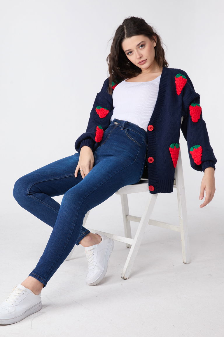 23659-KOYU-MAVI Skinny Likralı Kot Pantolon - TOFİSA