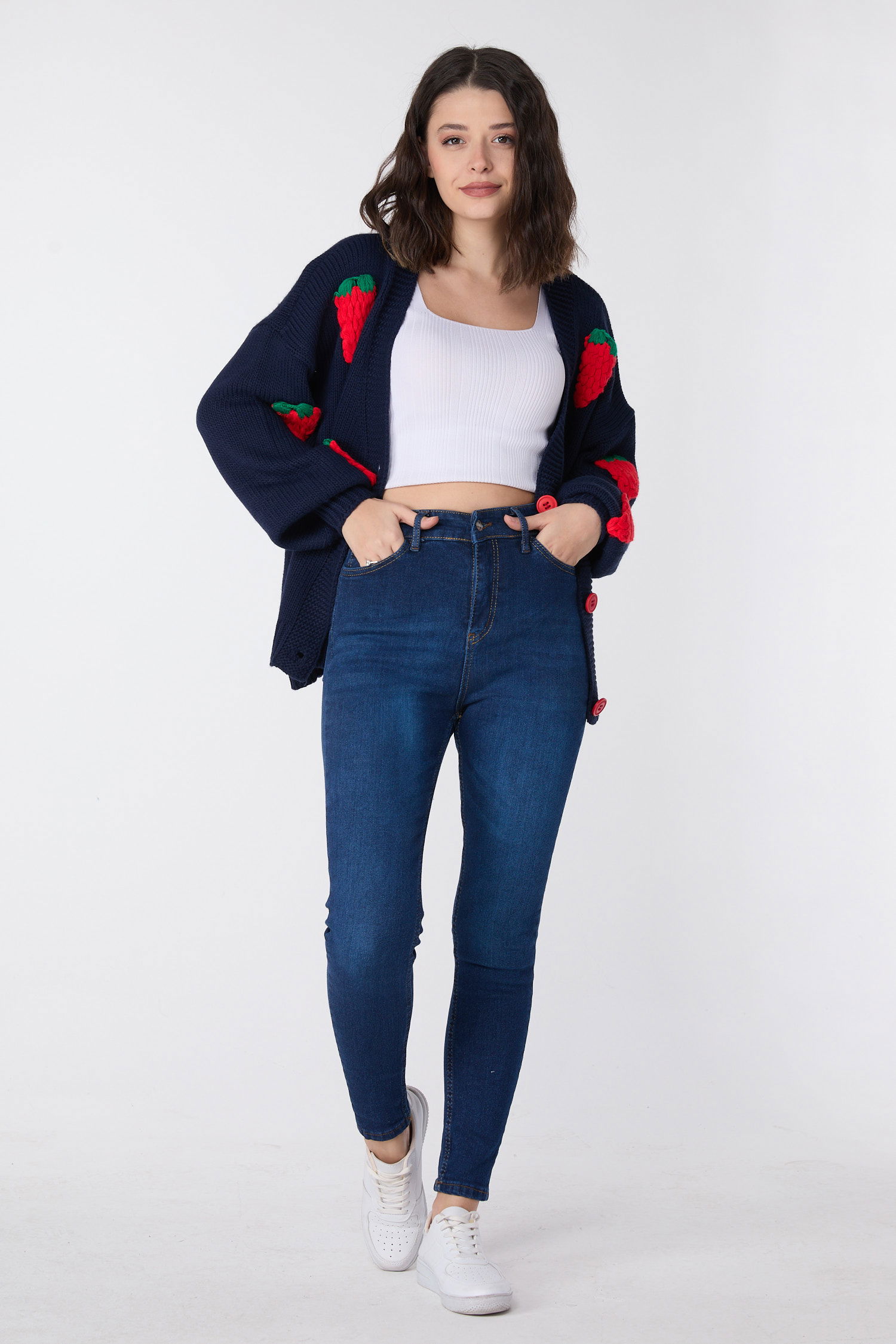 23659-KOYU-MAVI Skinny Likralı Kot Pantolon - 1