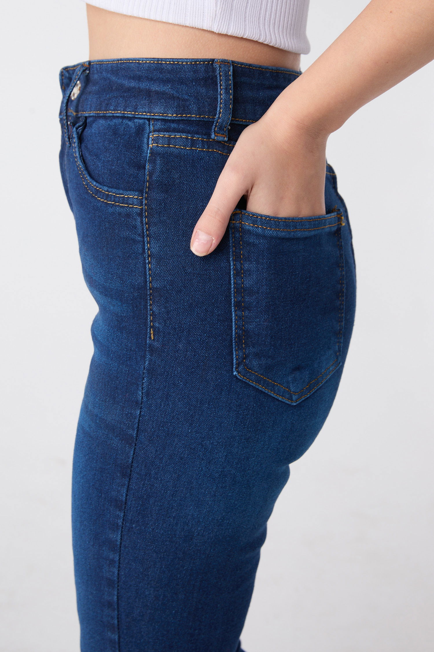 23659-KOYU-MAVI Skinny Likralı Kot Pantolon - 4