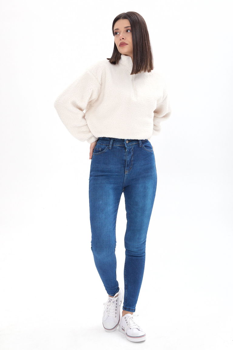 23659-MAVI Skinny Likralı Kot Pantolon - TOFİSA