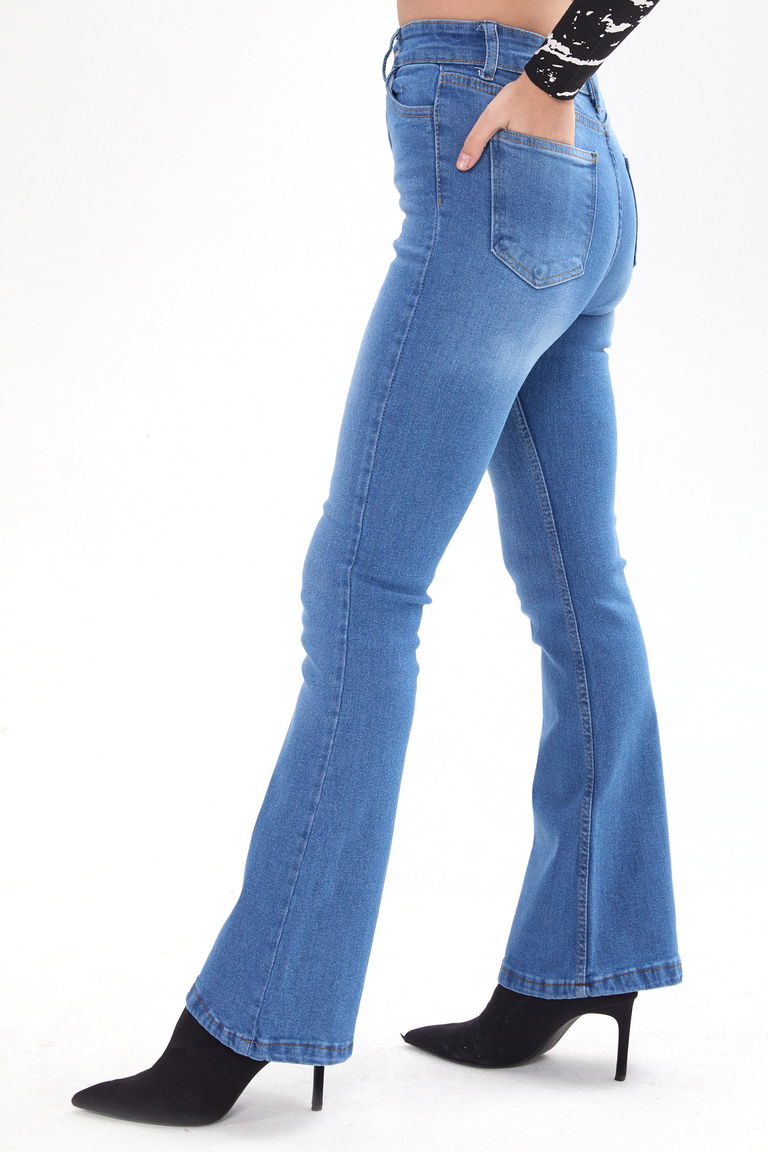 23660-BUZ-MAVI Pamuklu Flare Likralı Kot Pantolon - TOFİSA