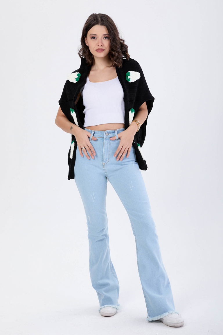 Pamuklu Flare Likralı Kot Pantolon Buz Mavi - 23661 - TOFİSA