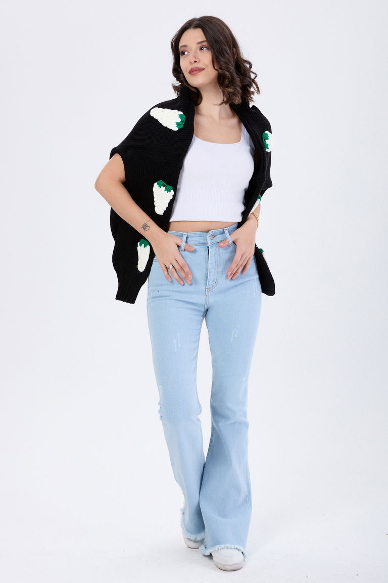 Pamuklu Flare Likralı Kot Pantolon Buz Mavi - 23661 - TOFİSA