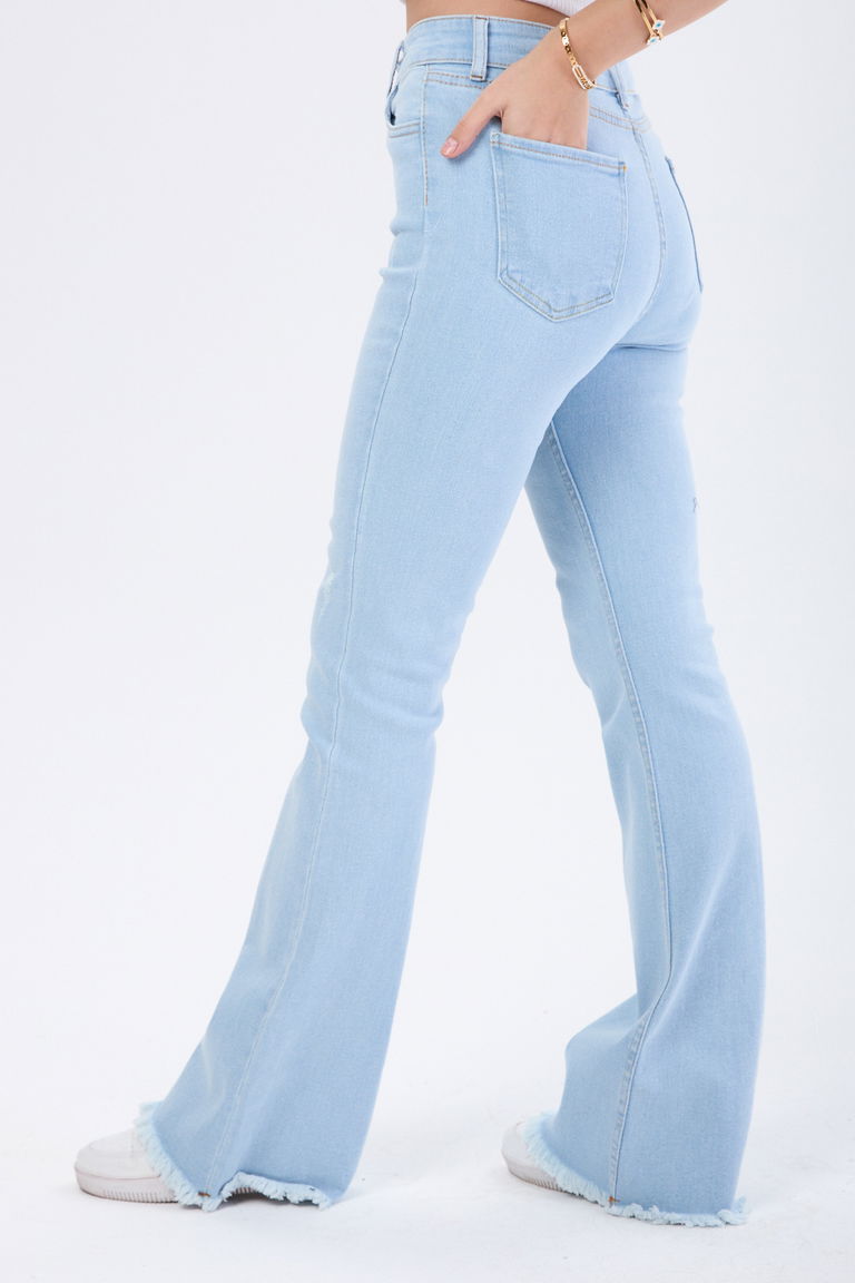 Pamuklu Flare Likralı Kot Pantolon Buz Mavi - 23661 - TOFİSA