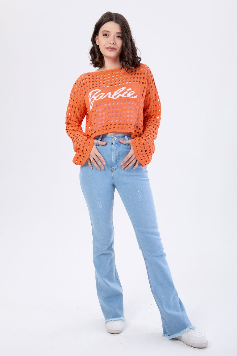 Pamuklu Flare Likralı Kot Pantolon Mavi - 23661 - TOFİSA