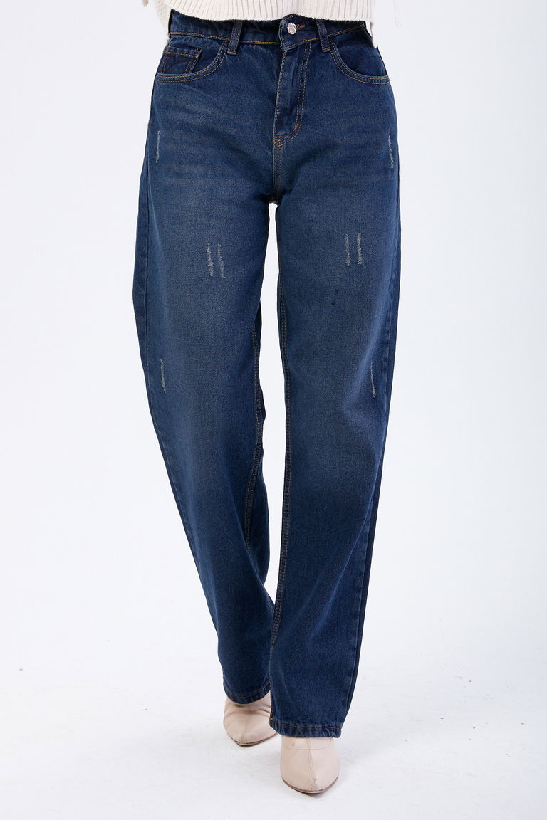 Yüksek Bel Palazzo Kot Pantolon Kahve Taş Yikama - 23667 - TOFİSA