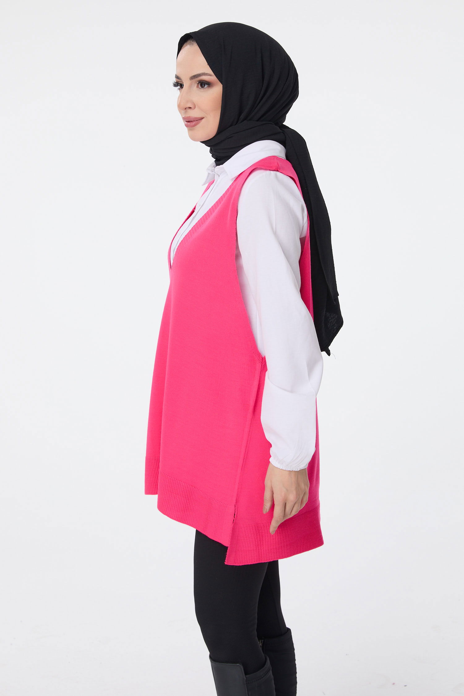 23691-FUSYA V Yaka Triko Süveter - 3