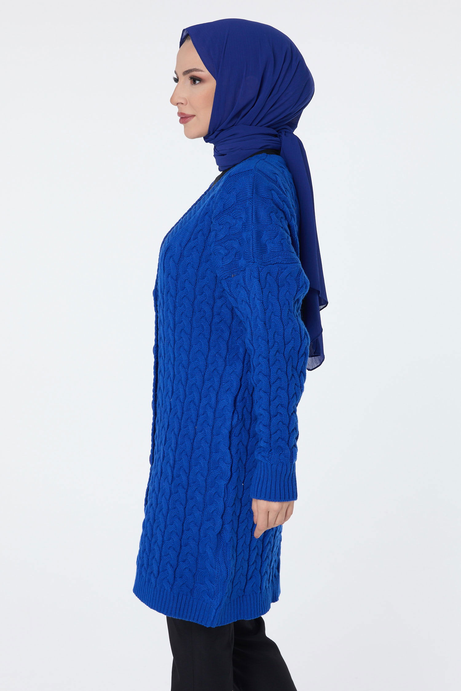Triko Hırka Saks - 23703 - 3