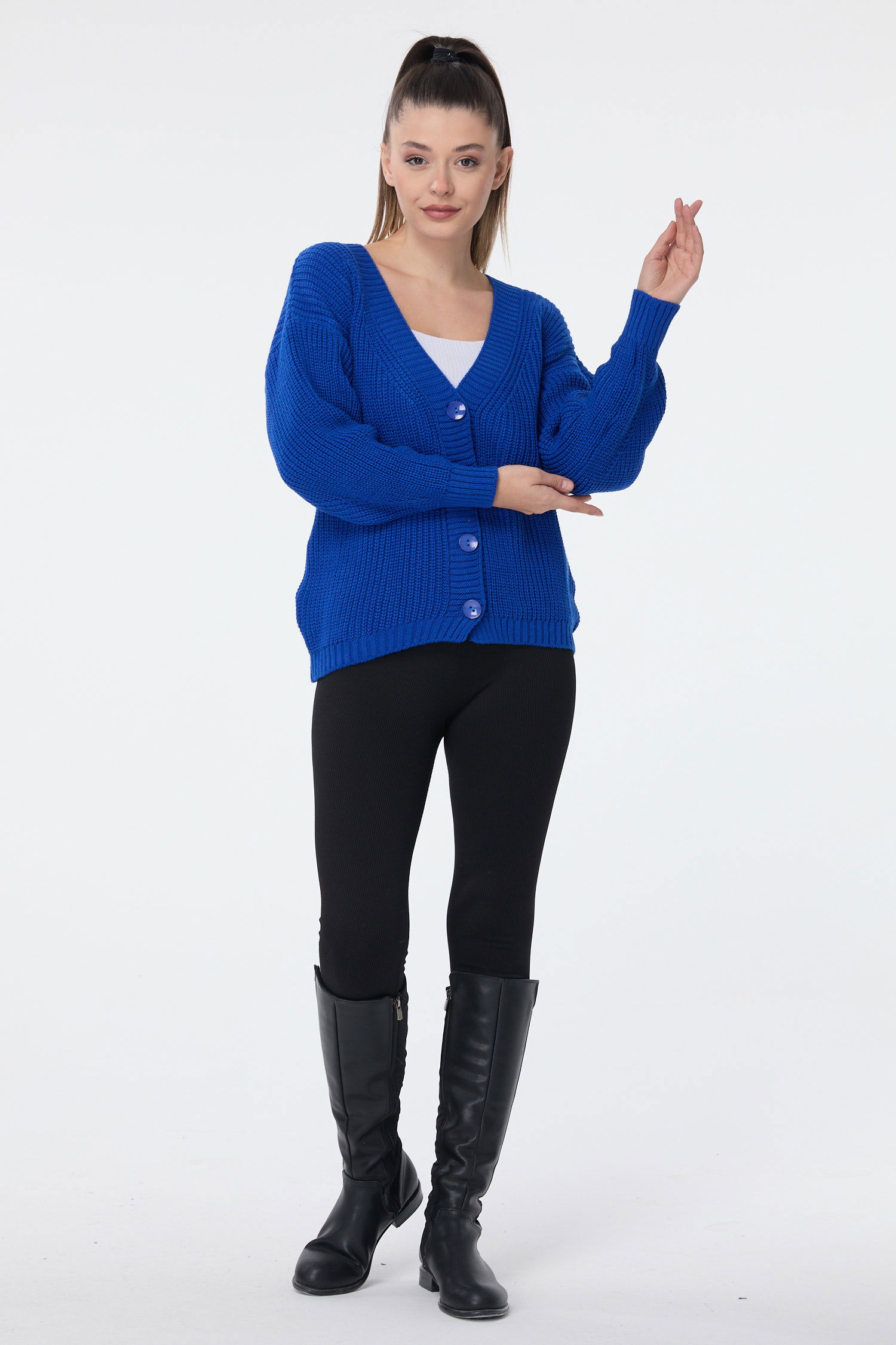 Triko Hırka Saks - 23705 - 2