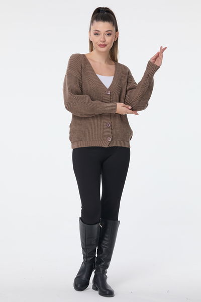 Triko Hırka Sütlü Kahve - 23705 
