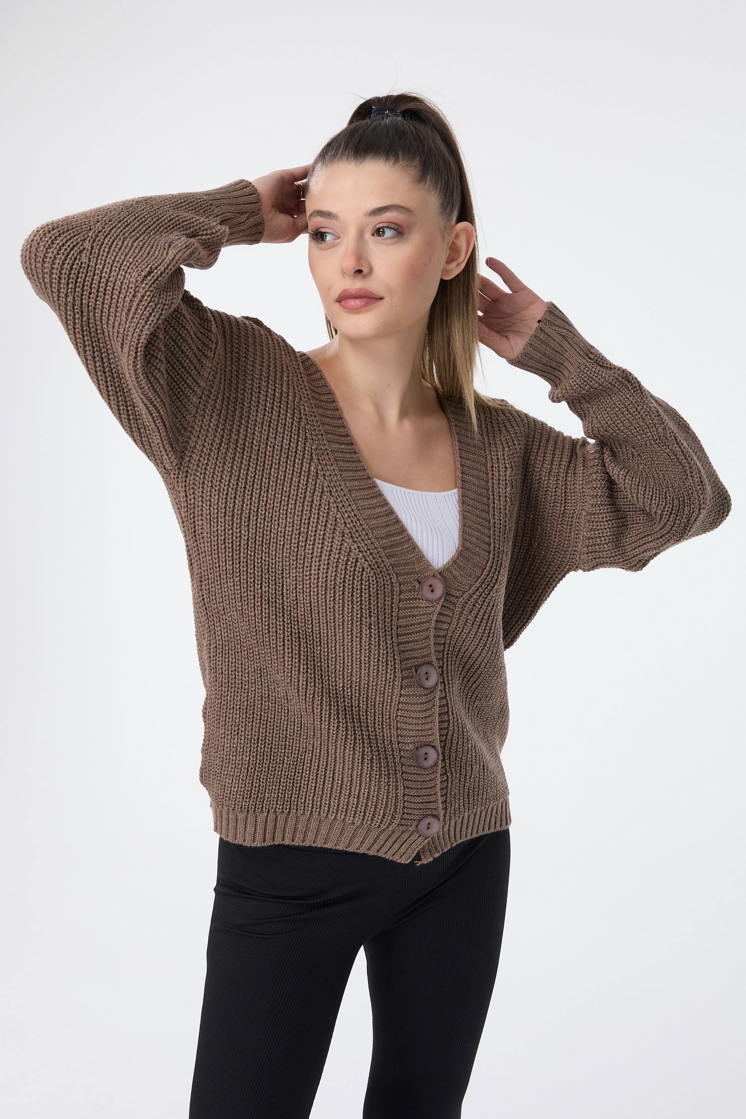 Triko Hırka Sütlü Kahve - 23705 - 2