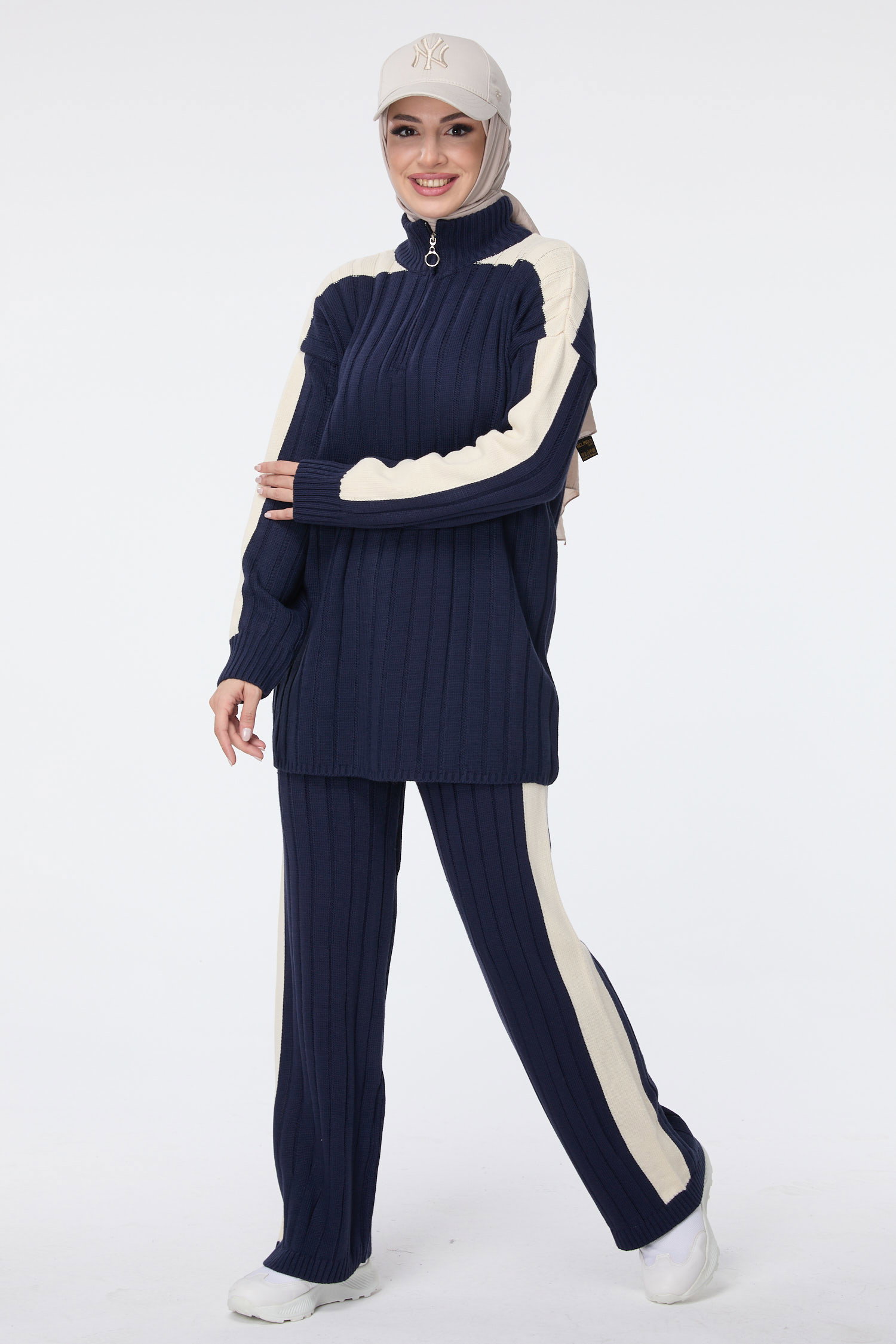 23706-LACIVERT Triko Tunik Pantolon - 2