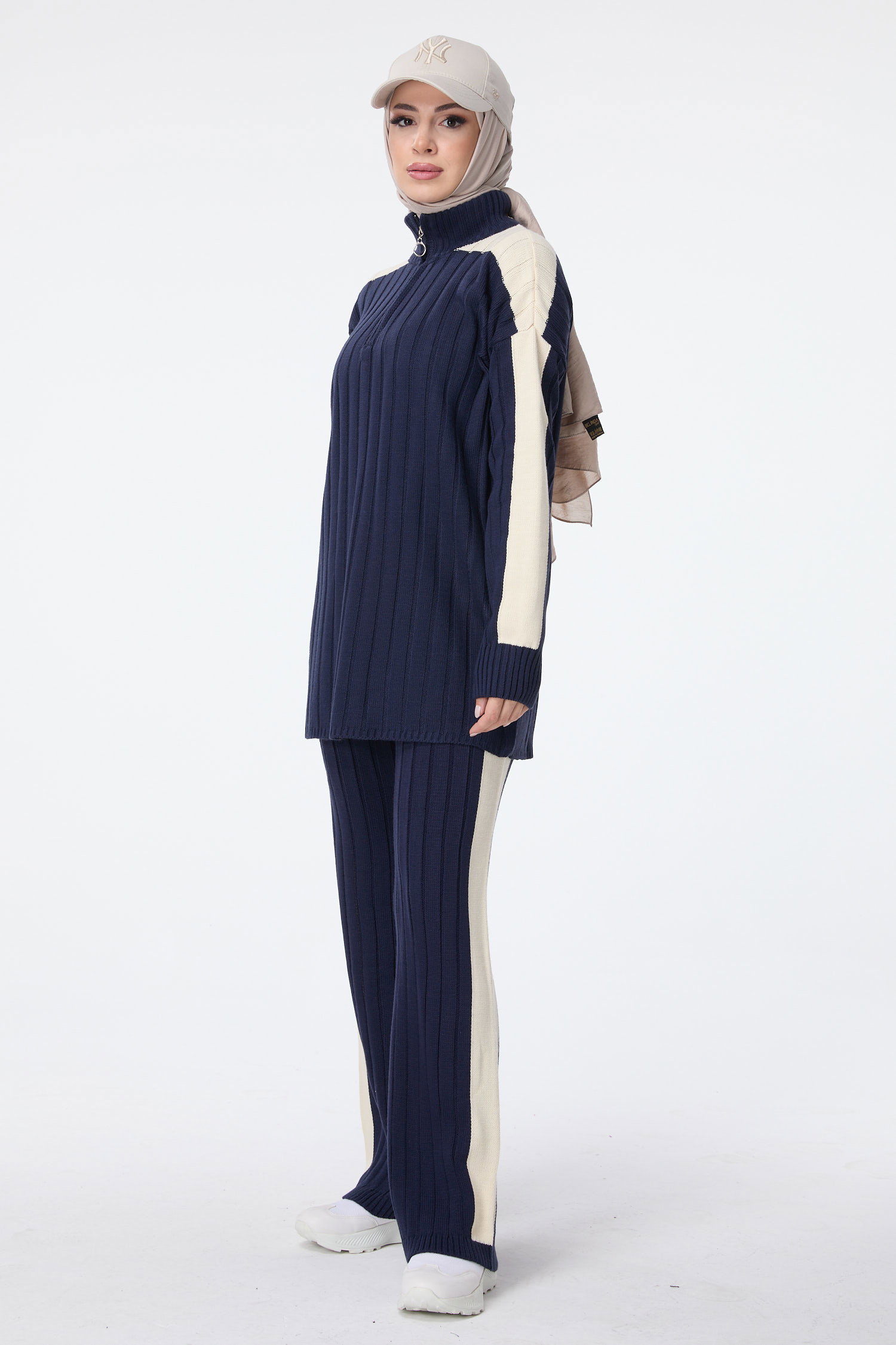 23706-LACIVERT Triko Tunik Pantolon - 3