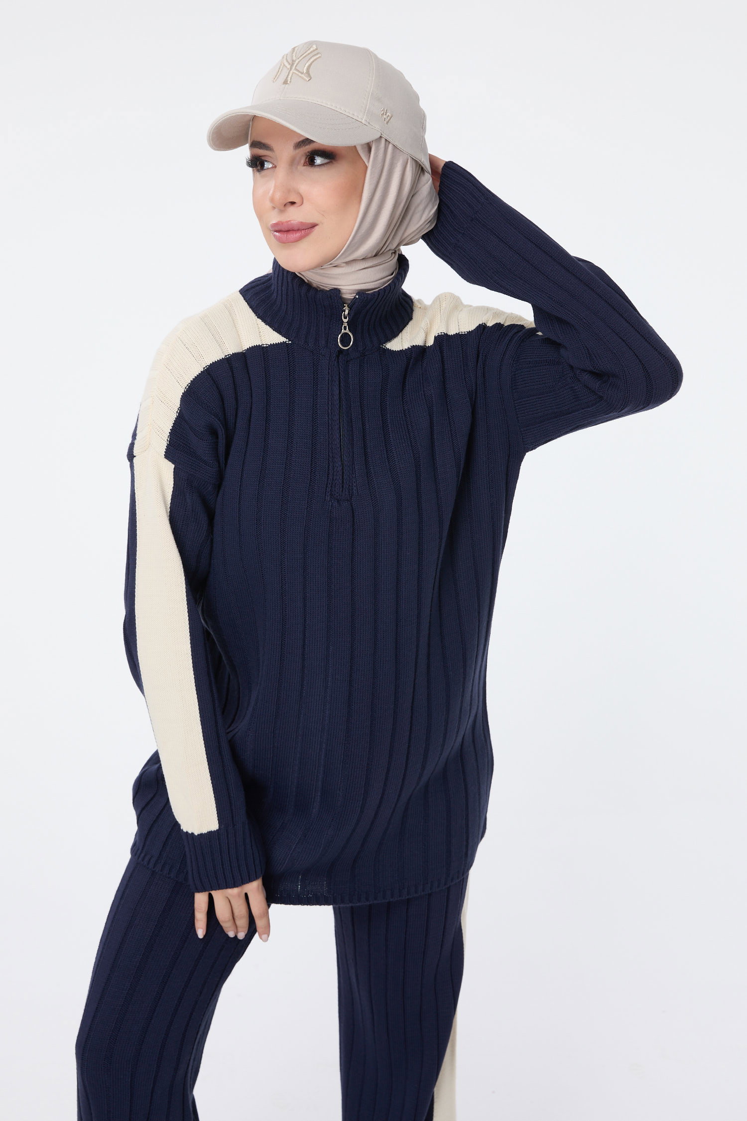23706-LACIVERT Triko Tunik Pantolon - 4