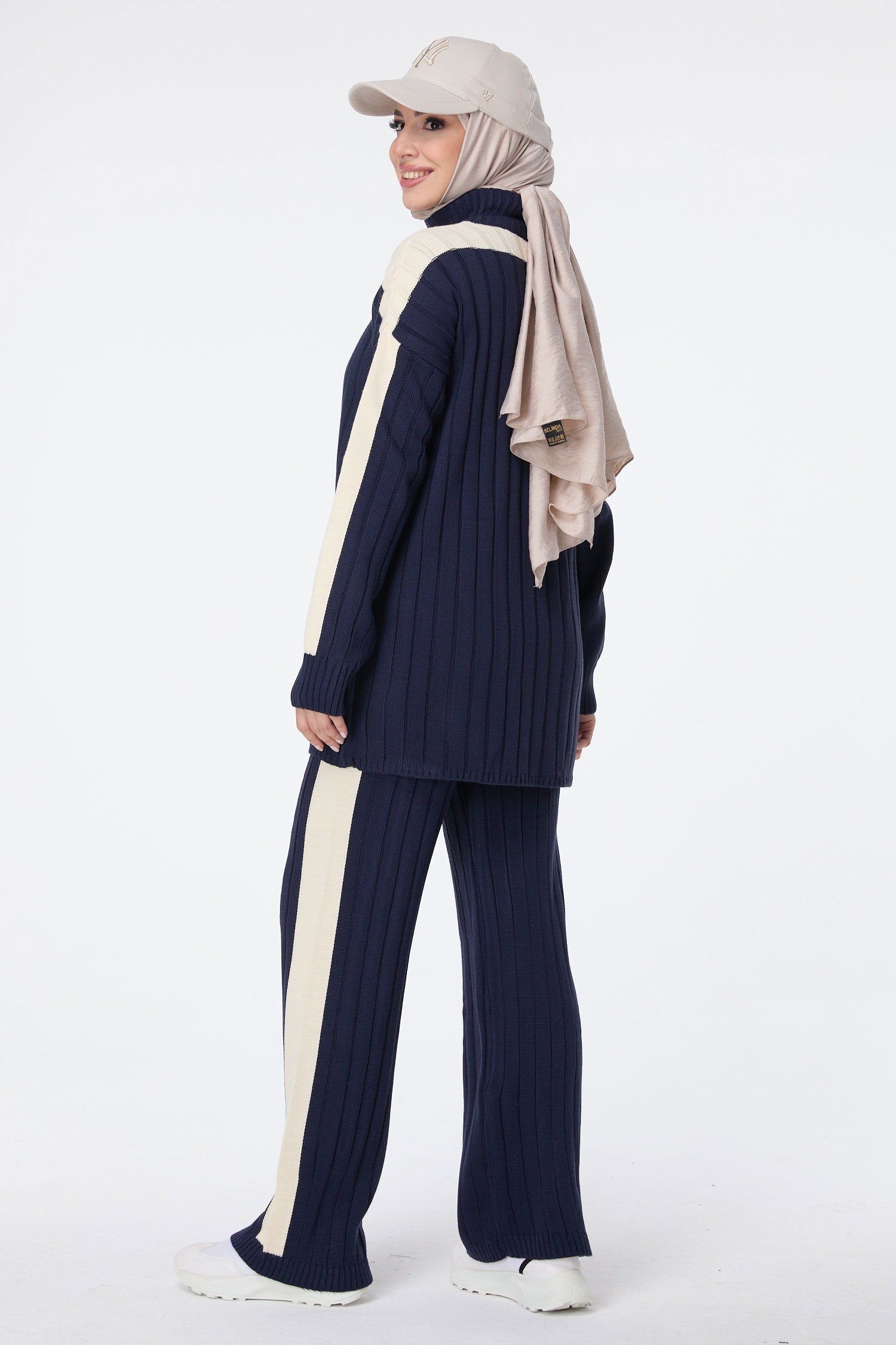 23706-LACIVERT Triko Tunik Pantolon - 5