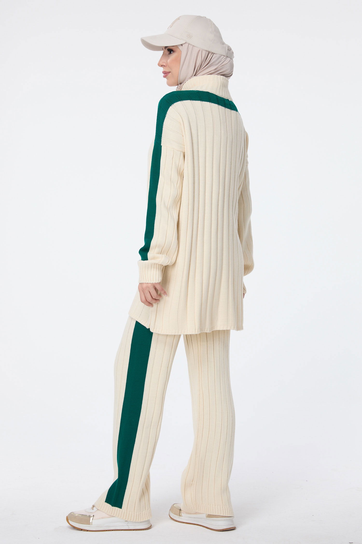 23706-YESIL Triko Tunik Pantolon - 5