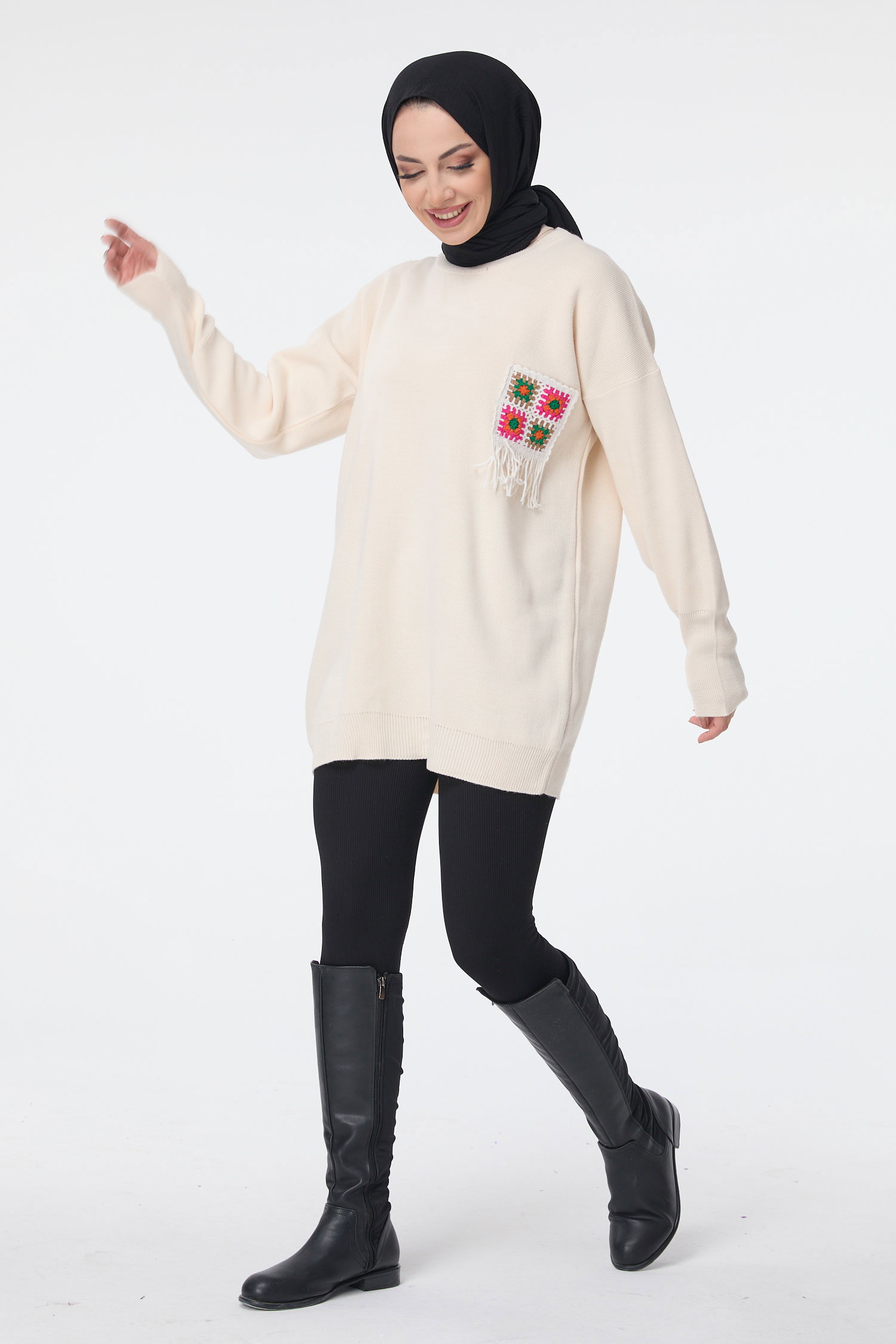 23708-EKRU Triko Kazak - 4
