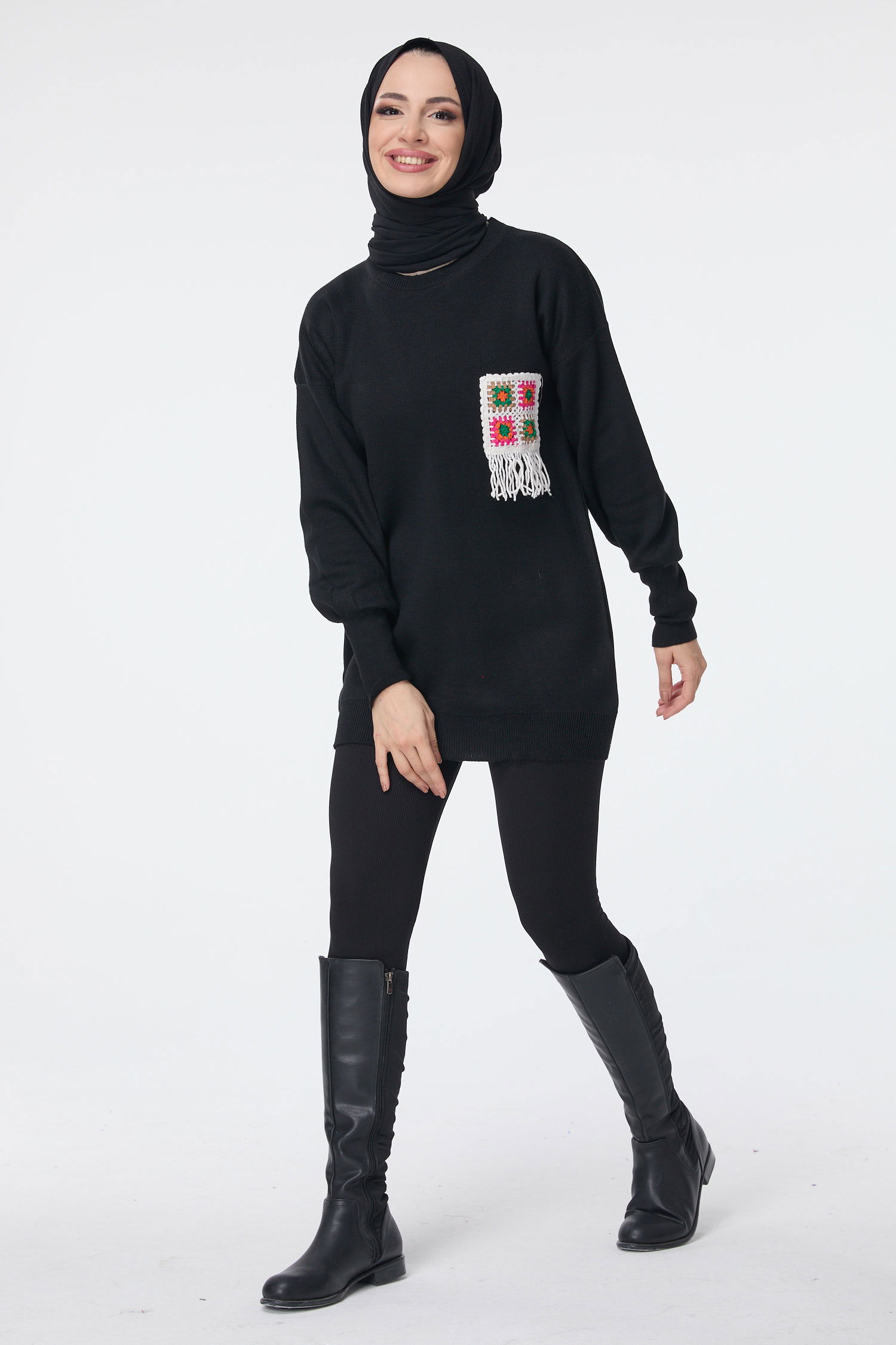 23708-SIYAH Triko Kazak - 2