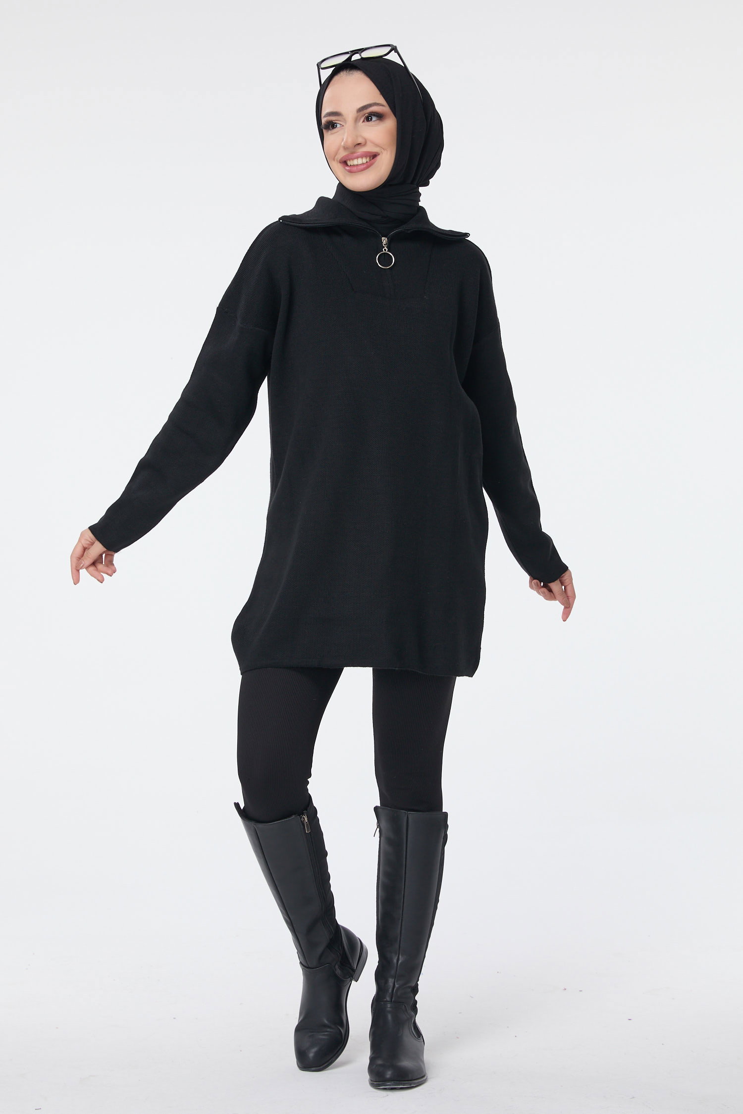 23709-SIYAH Triko Kazak - 2
