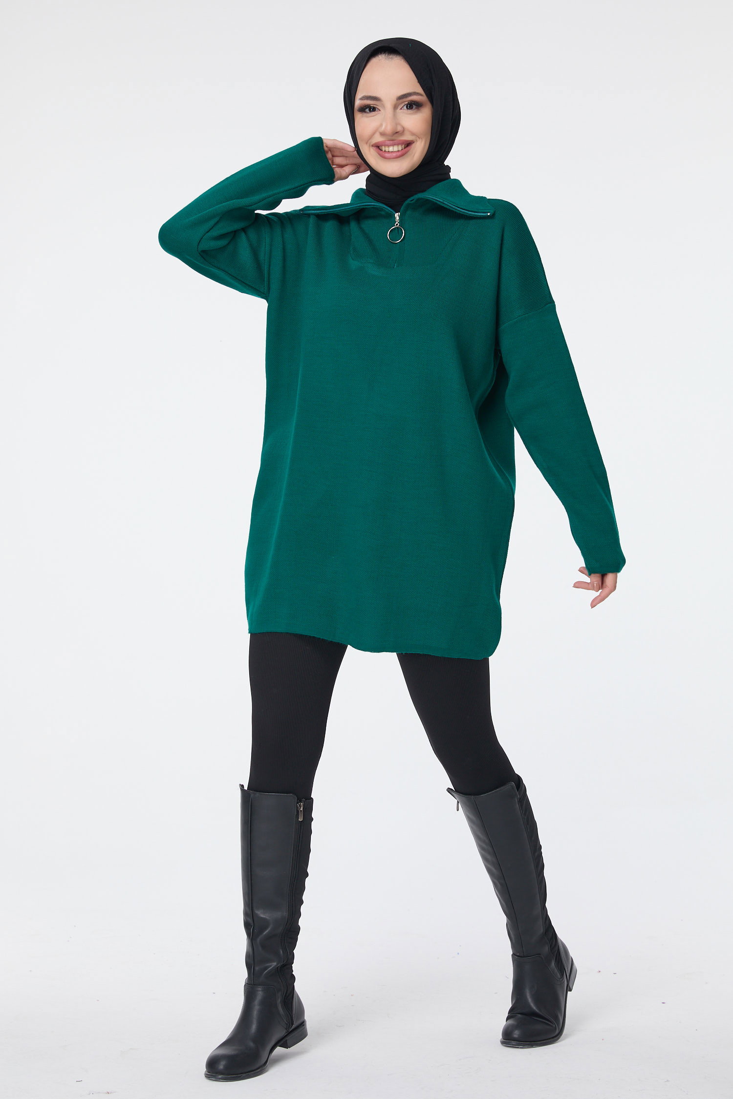 23709-YESIL Triko Kazak - 1