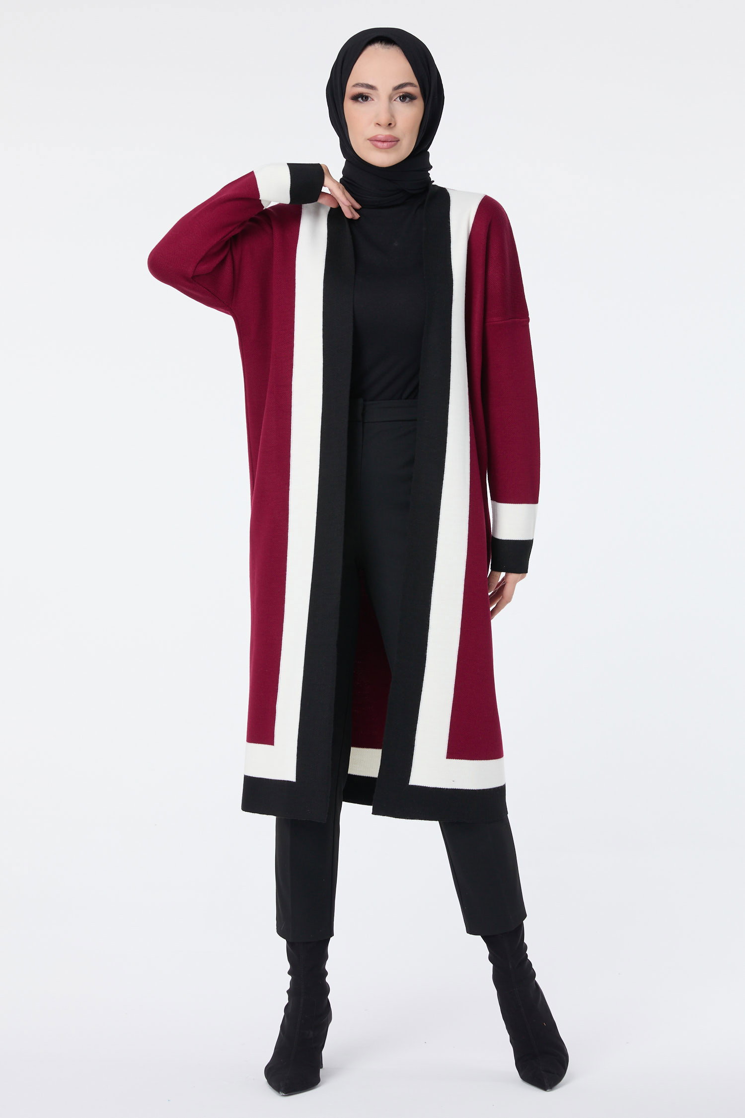 Triko Hırka Bordo - 23734 - 1