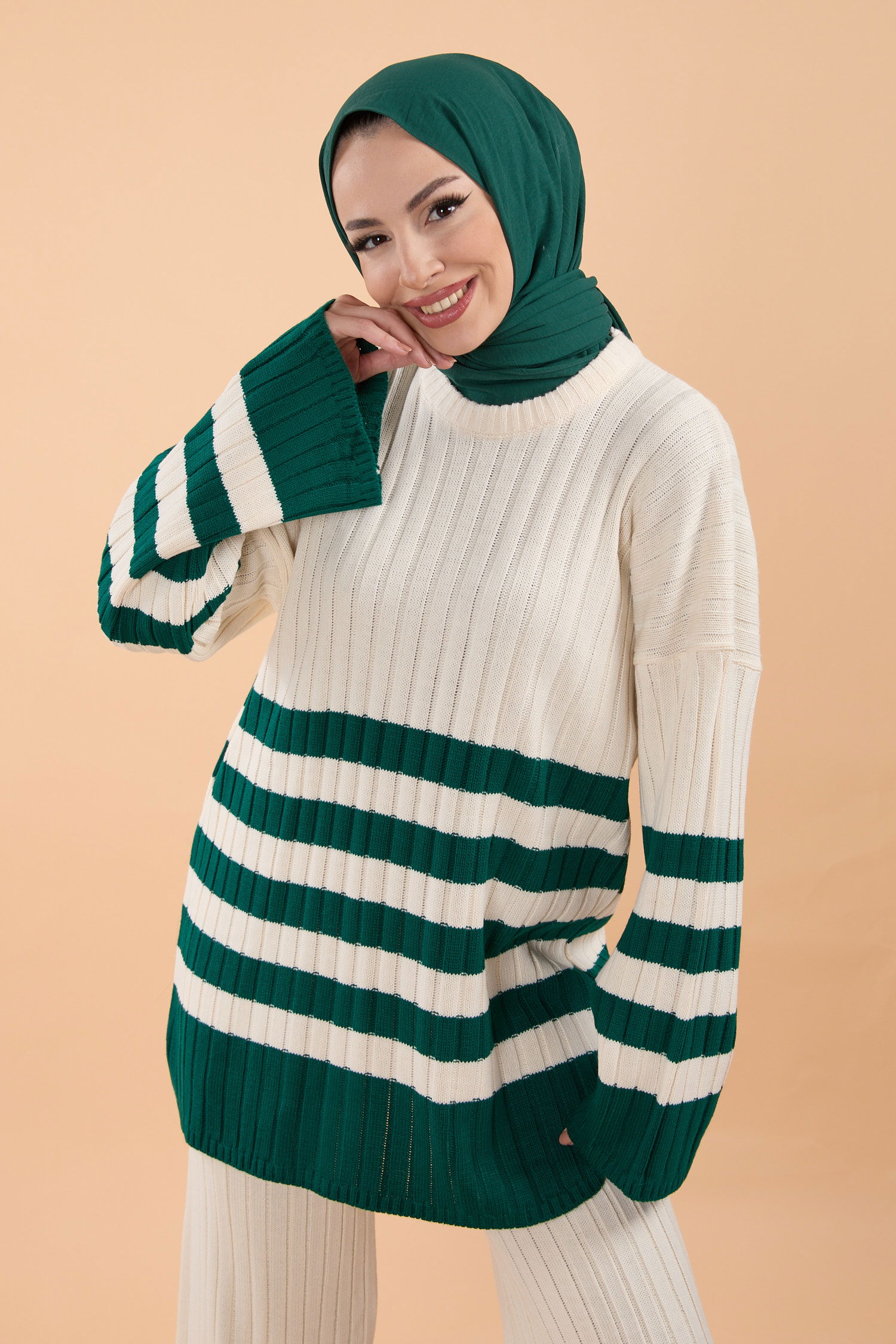 Triko Takım Krem Zümrüt - 23767 - 2