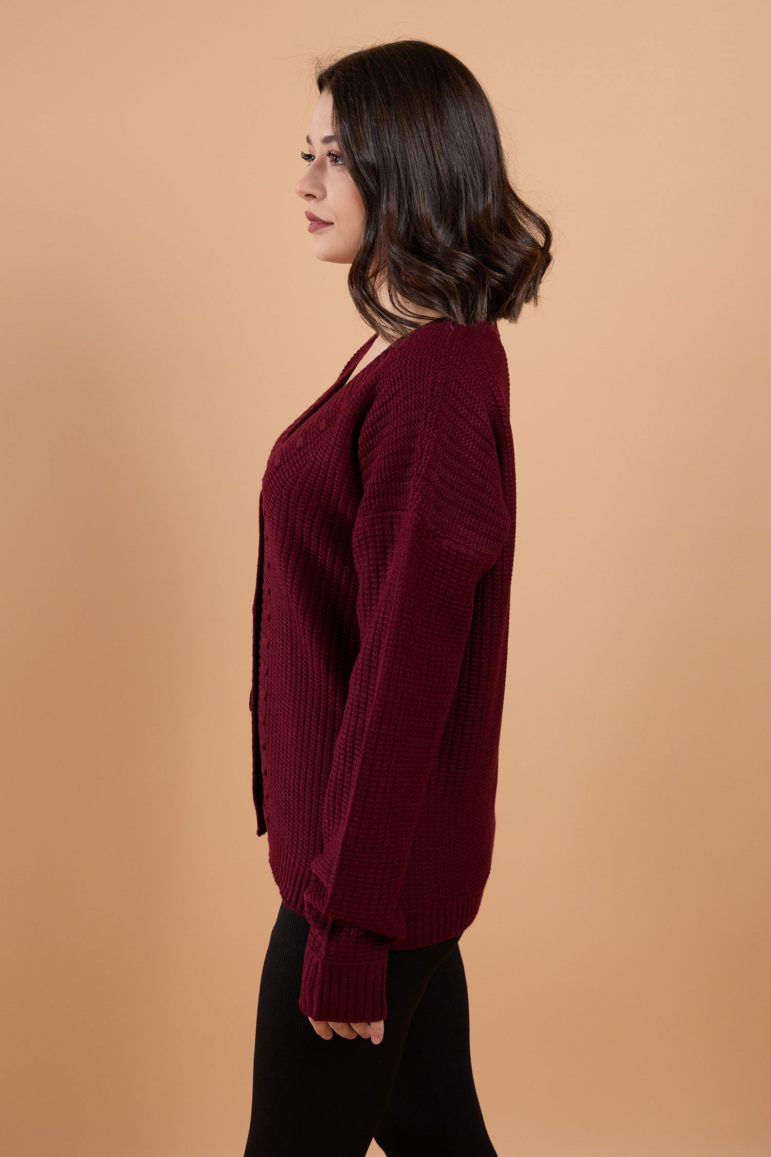 23768-BORDO Triko Hırka - 3