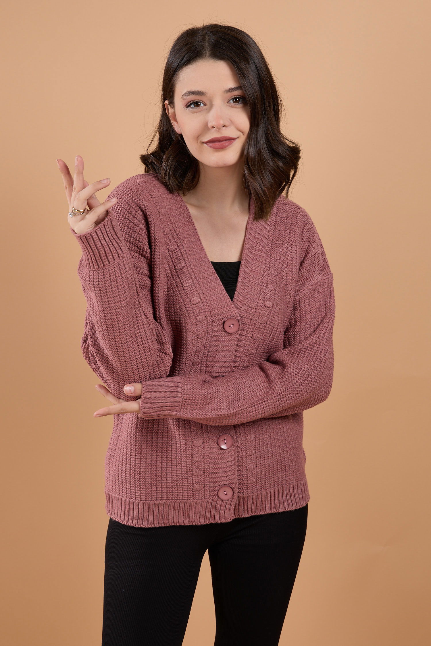 23768-GUL Triko Hırka - 4