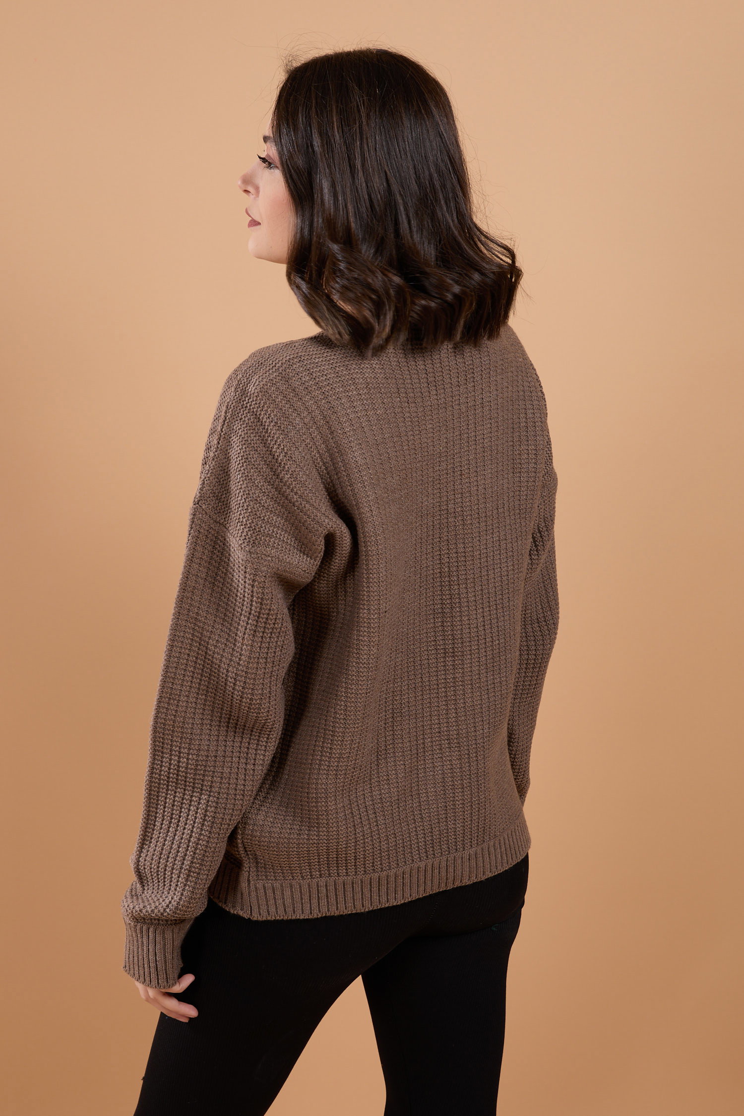 Triko Hırka Koyu Vizon - 23768 - 5