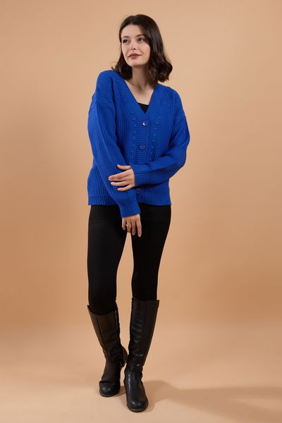Triko Hırka Saks - 23768 