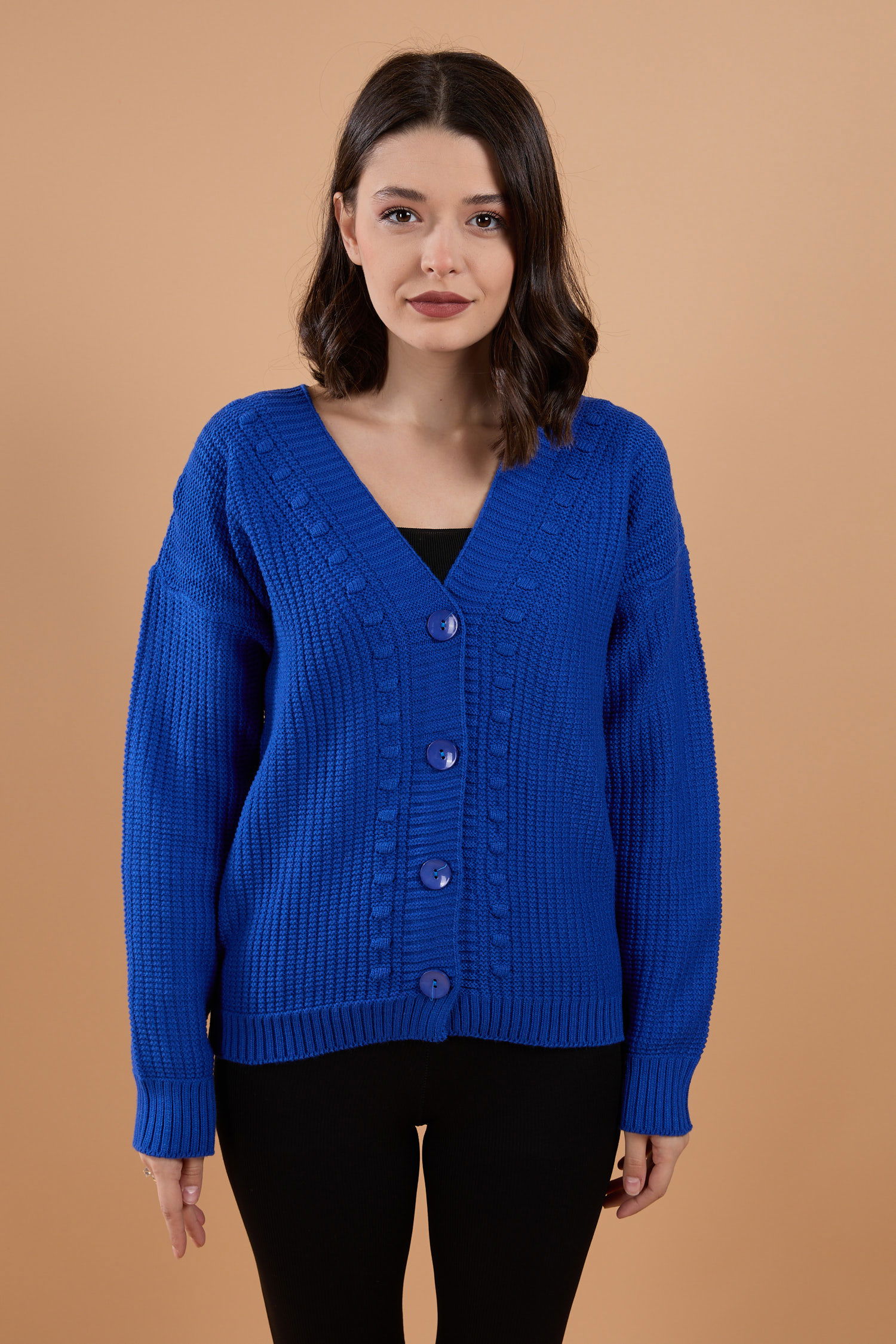 Triko Hırka Saks - 23768 - 2