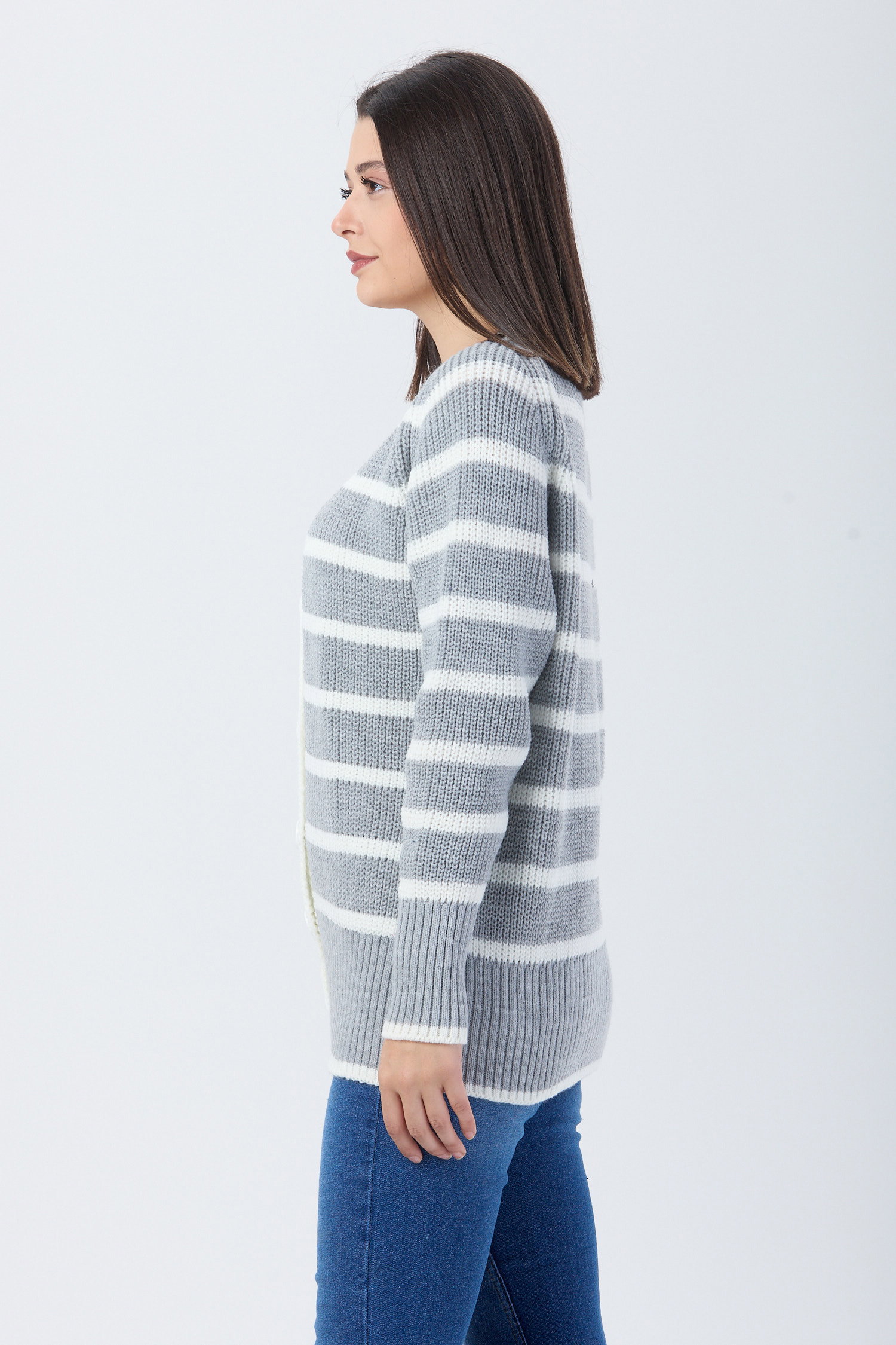 23769-GRI Triko Hırka - 3