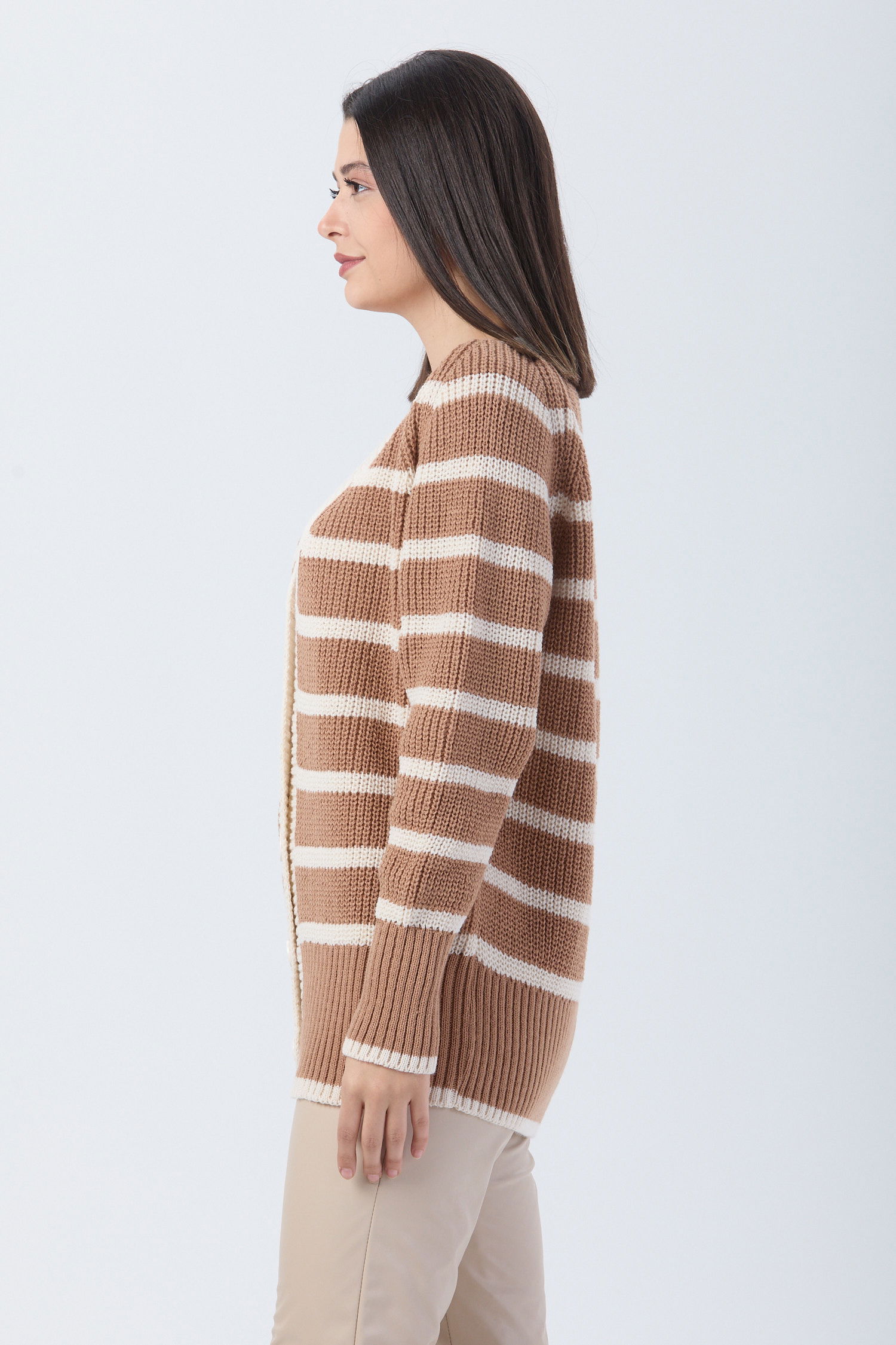 23769-KARAMEL Triko Hırka - 3