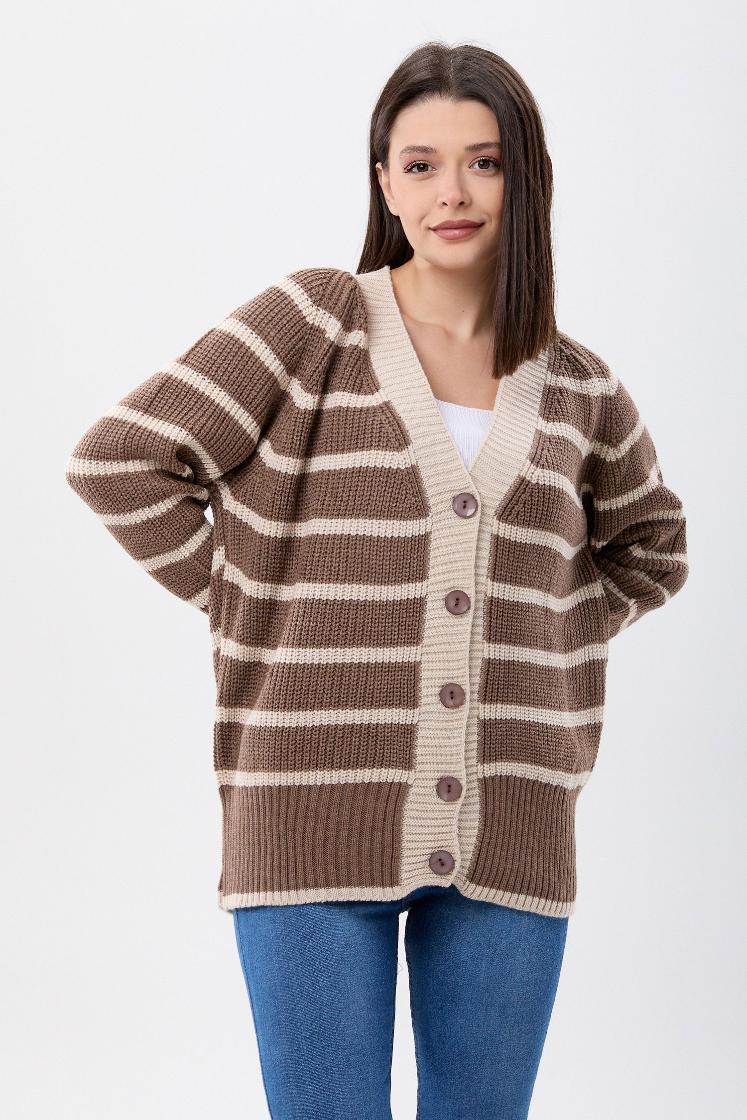 23769-KOYU-VIZON Triko Hırka - 1