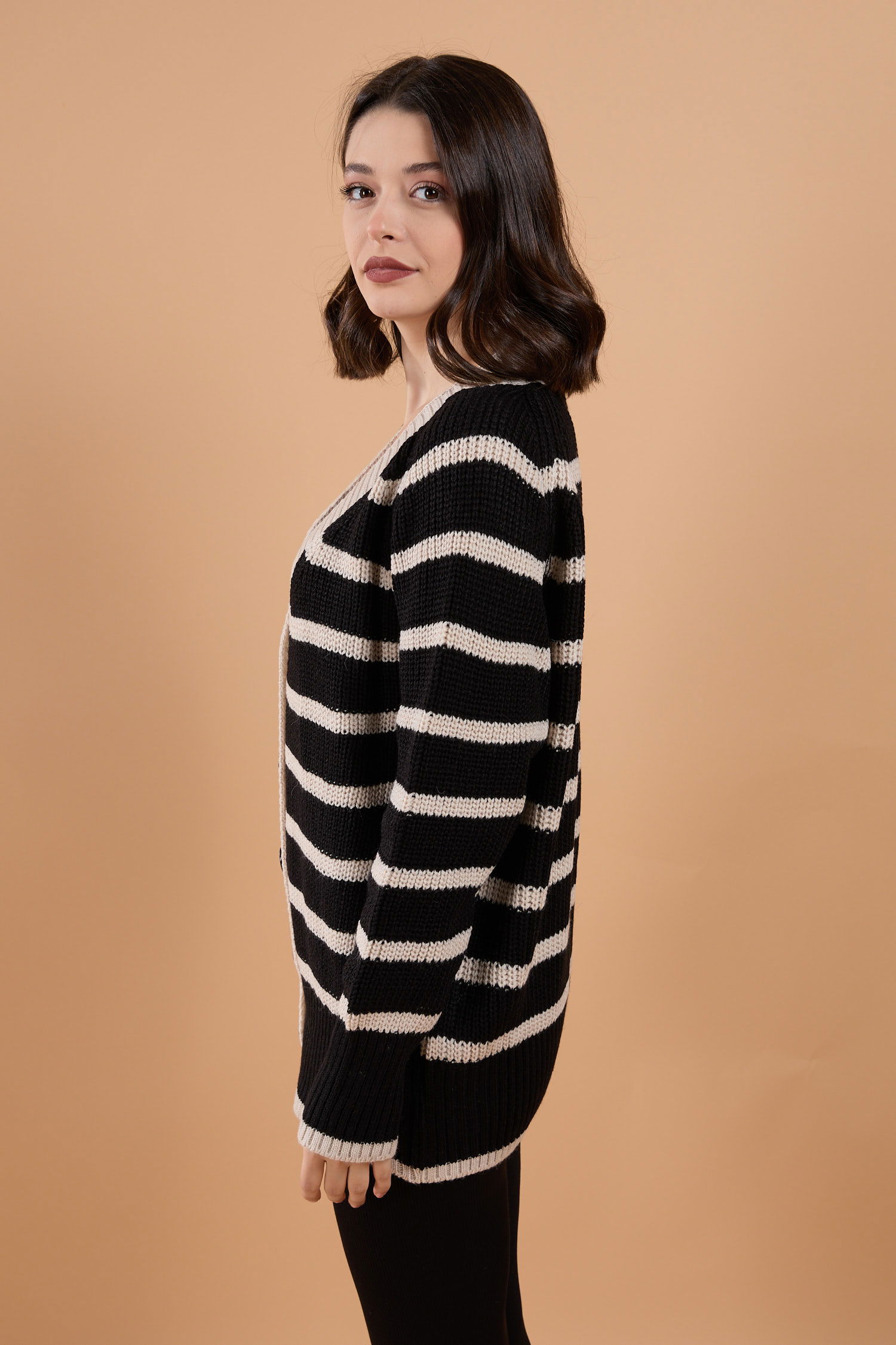 23769-KREM Triko Hırka - 3