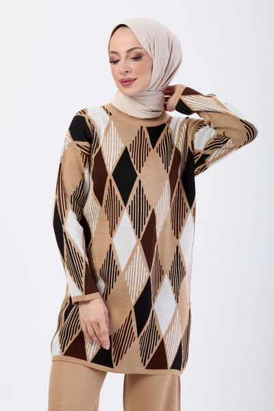 23780-VIZON-KREM Triko Takım 