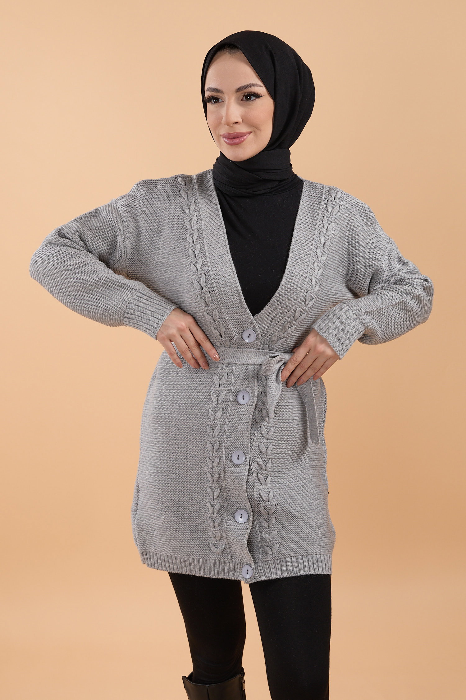23789-GRI Triko Hırka - 4