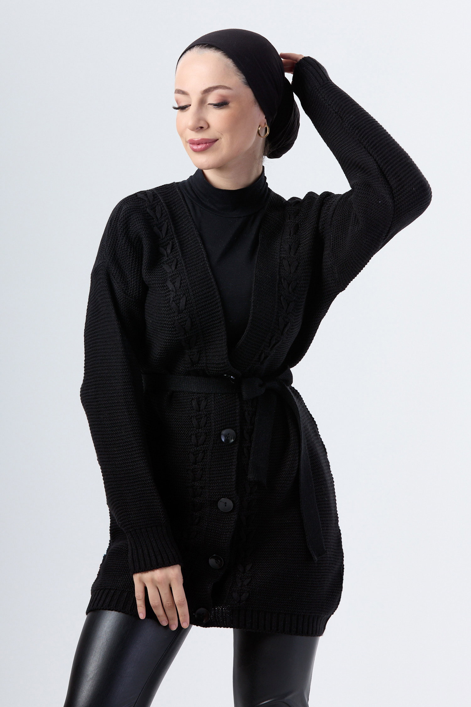 23789-SIYAH Triko Hırka - 9