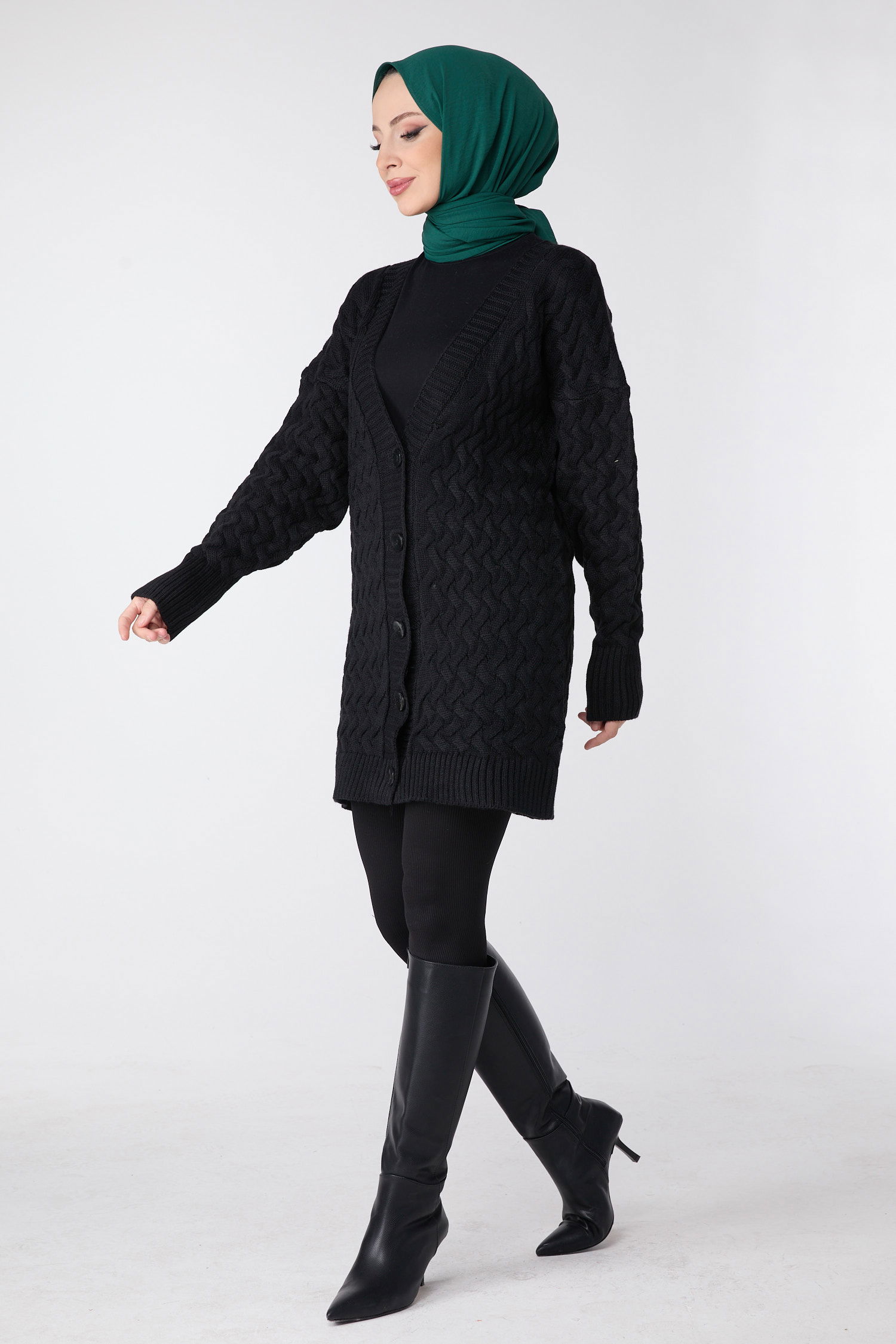 23790-SIYAH Triko Hırka - 9