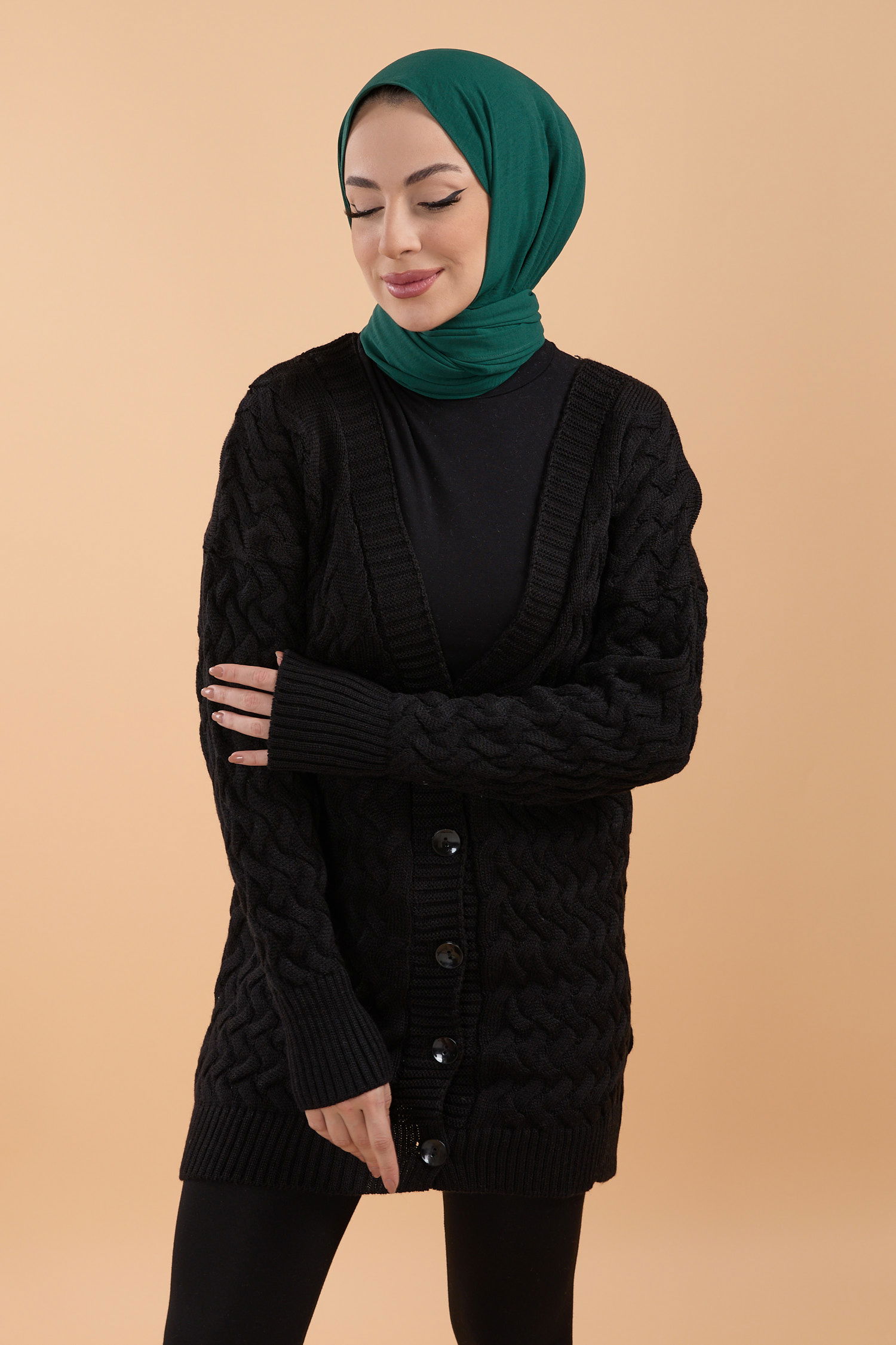 23790-SIYAH Triko Hırka - 2