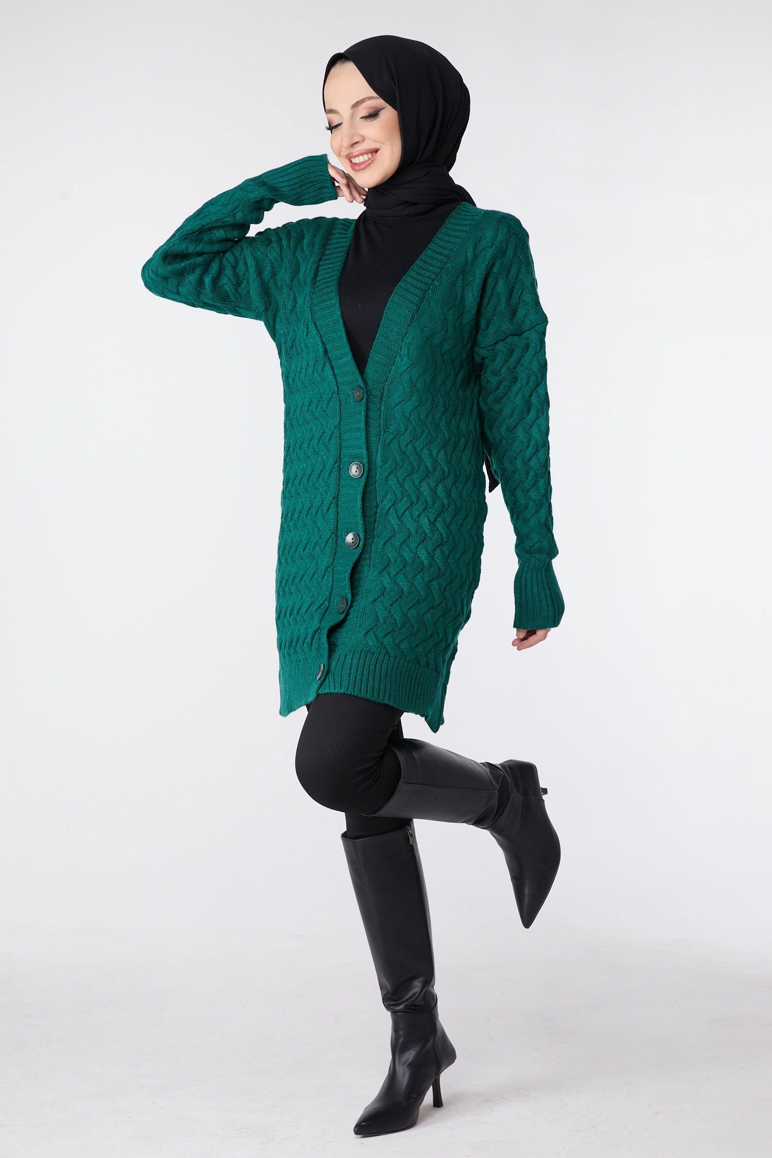 23790-ZUMRUT Triko Hırka - 2