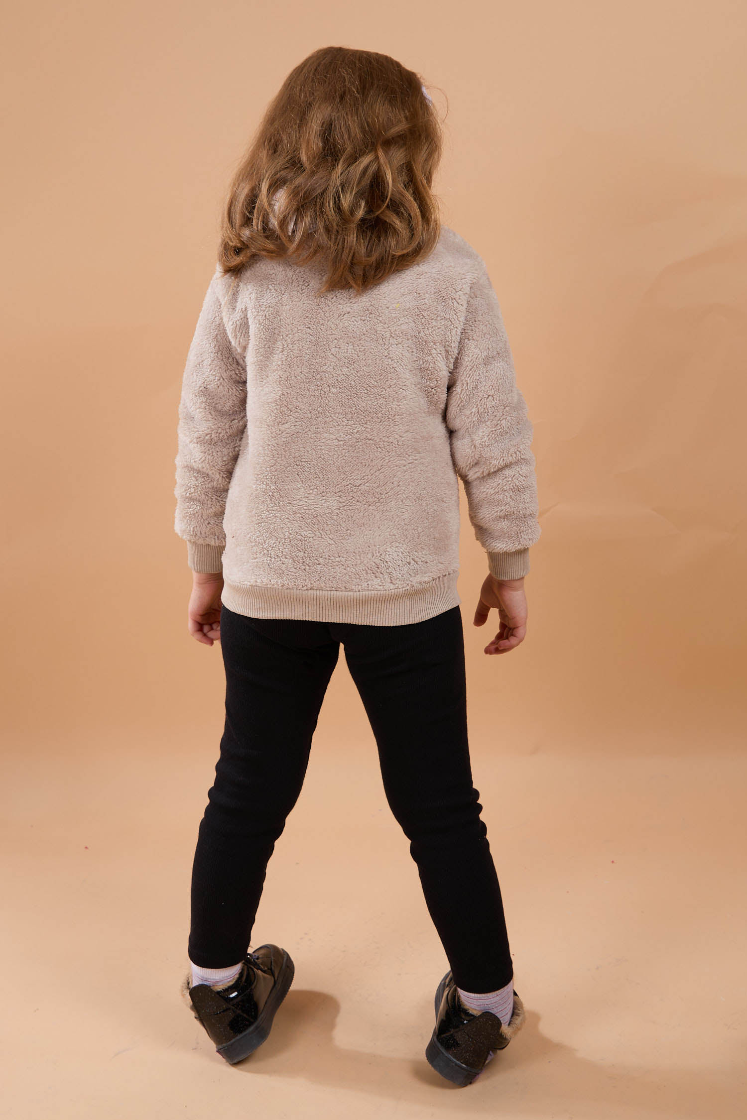 23793-BEJ Peluş Kız Çocuk Sweat - 4