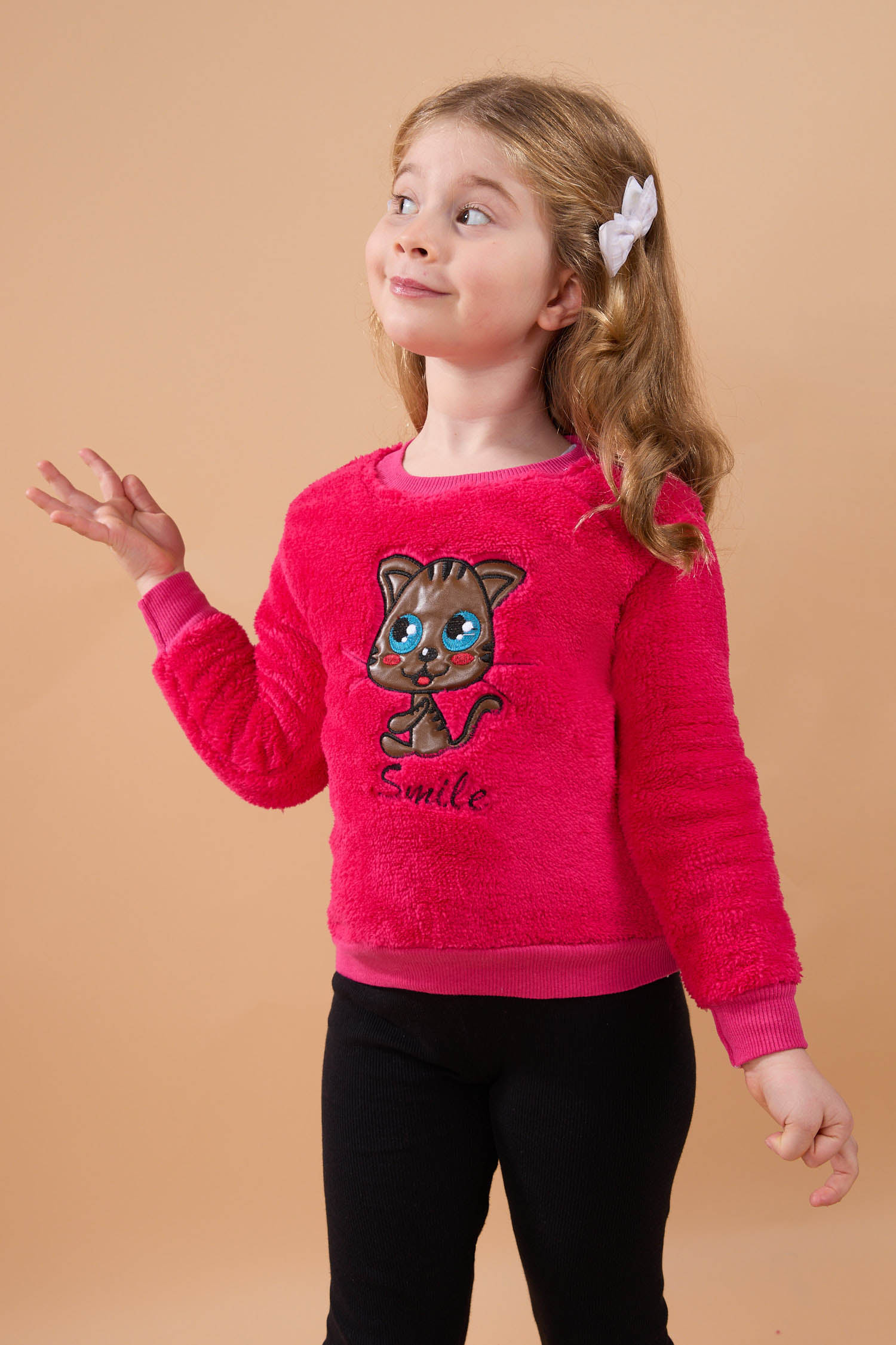 23793-FUSYA Peluş Kız Çocuk Sweat - 1